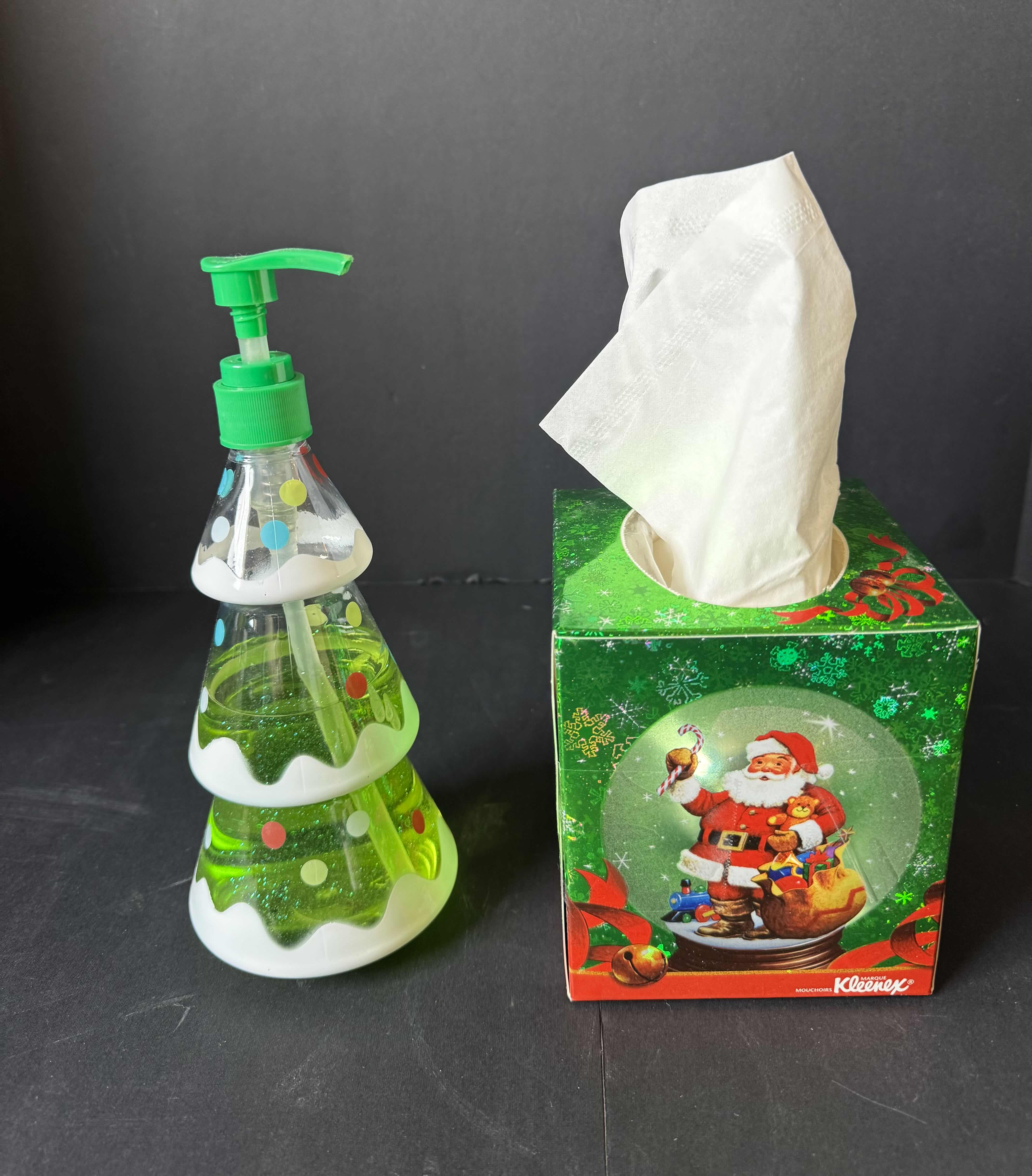 Photo 4 of ASSORTED HOLIDAY DECOR, MUSIC BOX CHRISTMAS TREE, MERRY CHRISTMAS SIGN, LANTERN, TISSUE AND TISSUE BOX