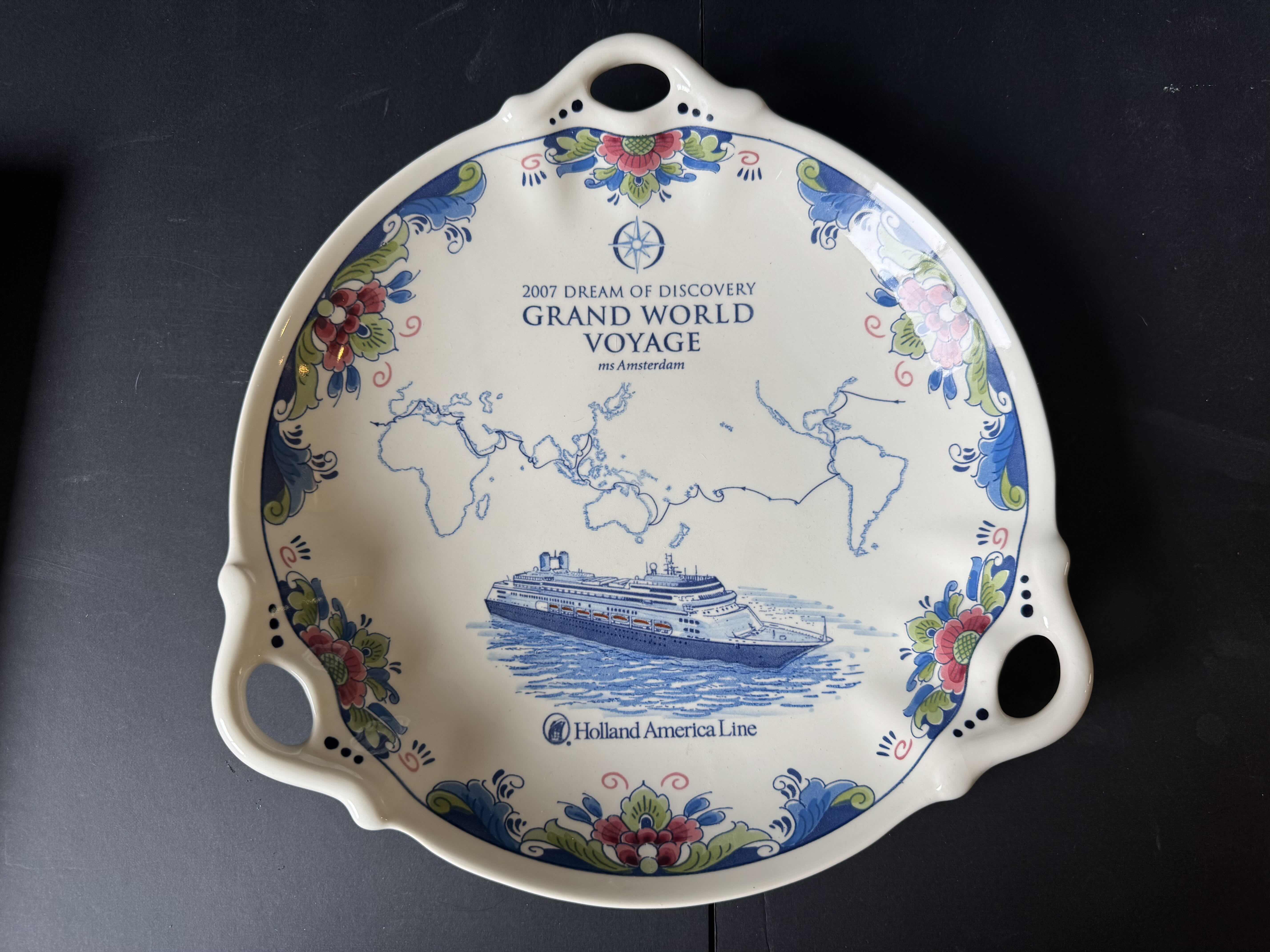 Photo 1 of HOLLAND AMERICAN LINE GRAND VOYAGE COMMEMORATIVE POTTERY, 3 ITEMS