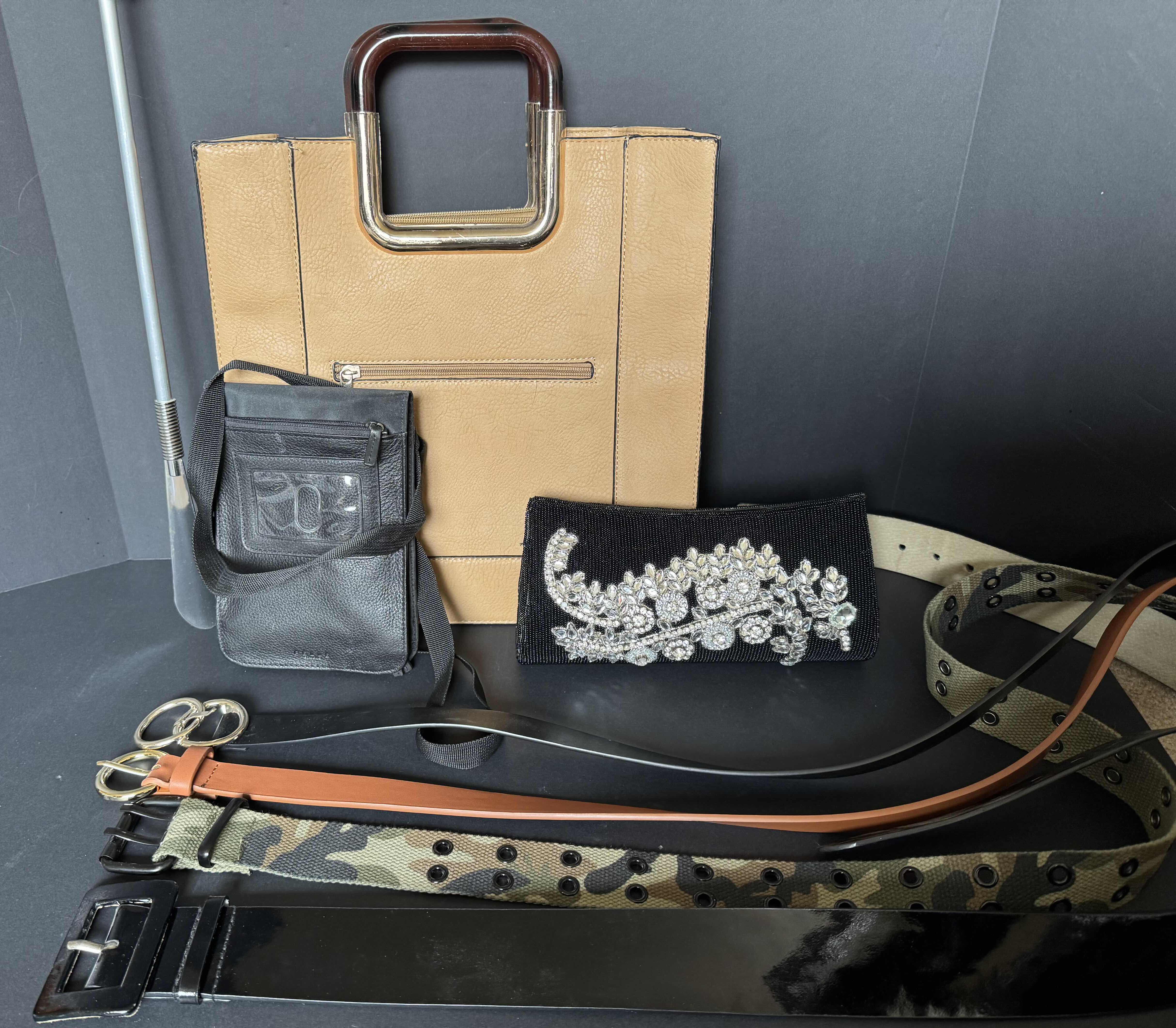 Photo 1 of 8 ACCESSORIES, 3 BAGS, SHOE HORN & 4 BELTS