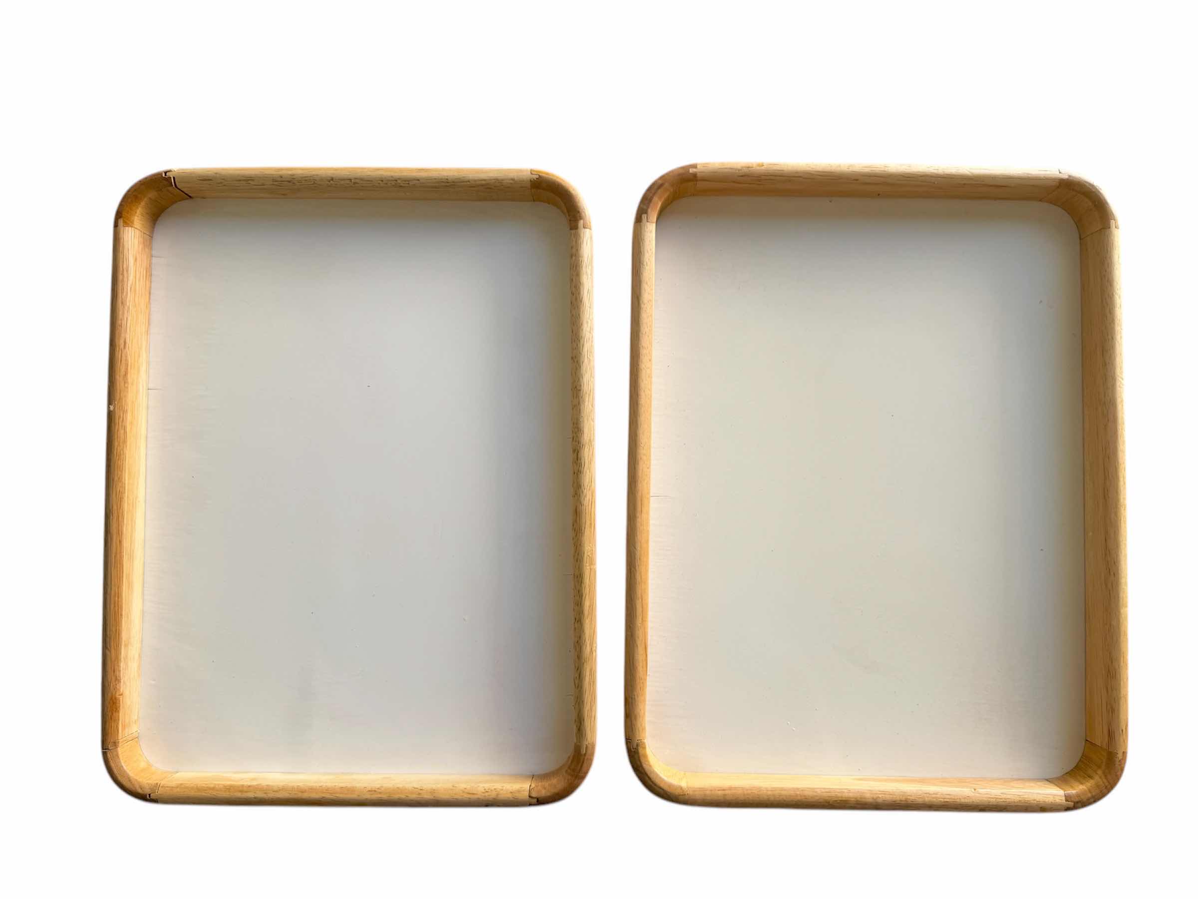 Photo 1 of 2- WOODEN SERVING TRAYS 
16” X 13” X H1.5”