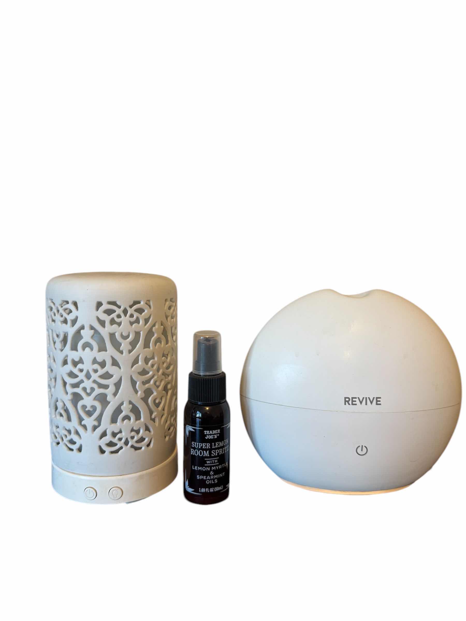 Photo 1 of HOME DECOR ASSORTED ITEMS, 2 WHITE DIFFUSER, DECORATIVE ORCHID, WOODEN ELEPHANT PUZZLE