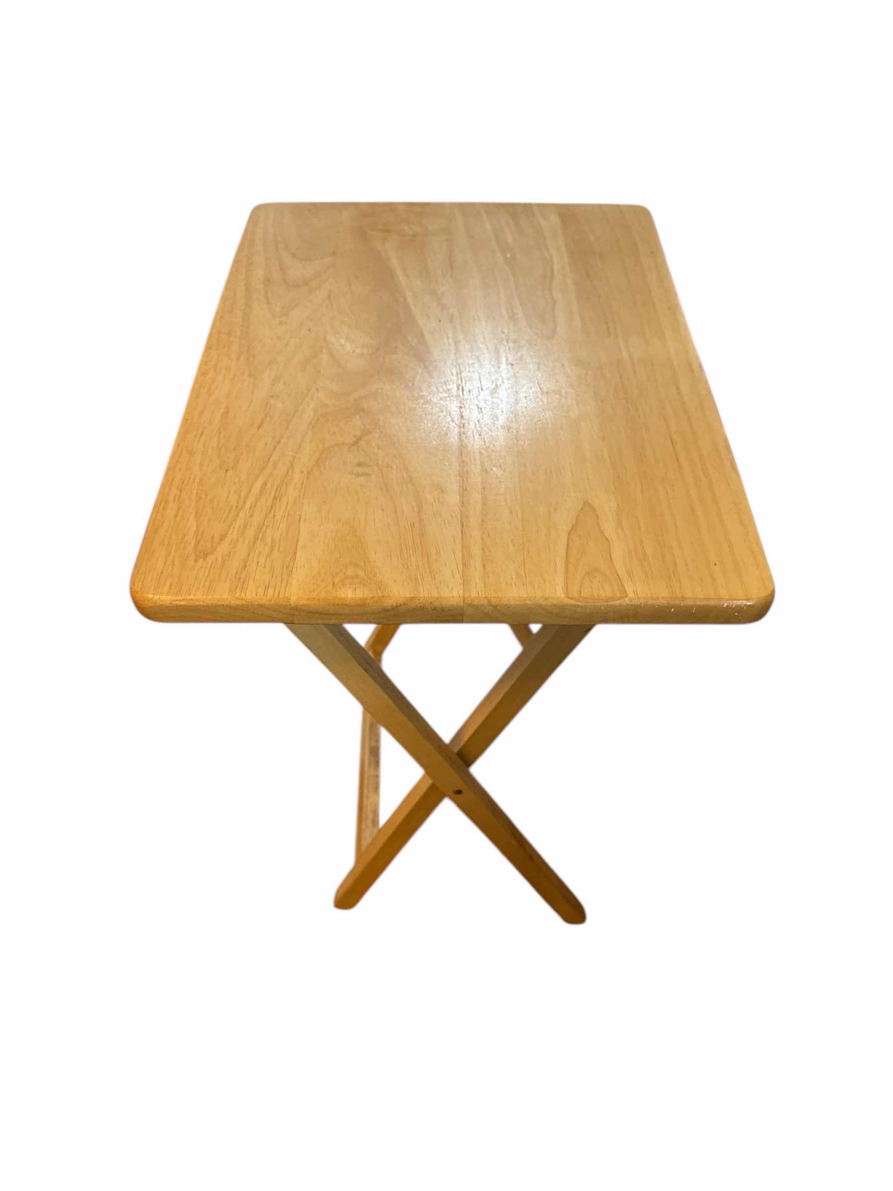 Photo 1 of 4- WOOD TV TRAY TABLES WITH STAND