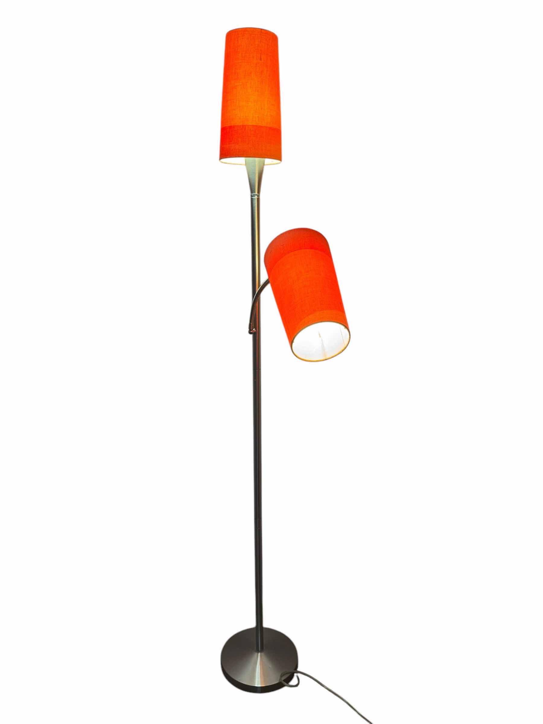 Photo 1 of TWO HEADED FLOOR LAMP, MODEN ORANGE 

H72”