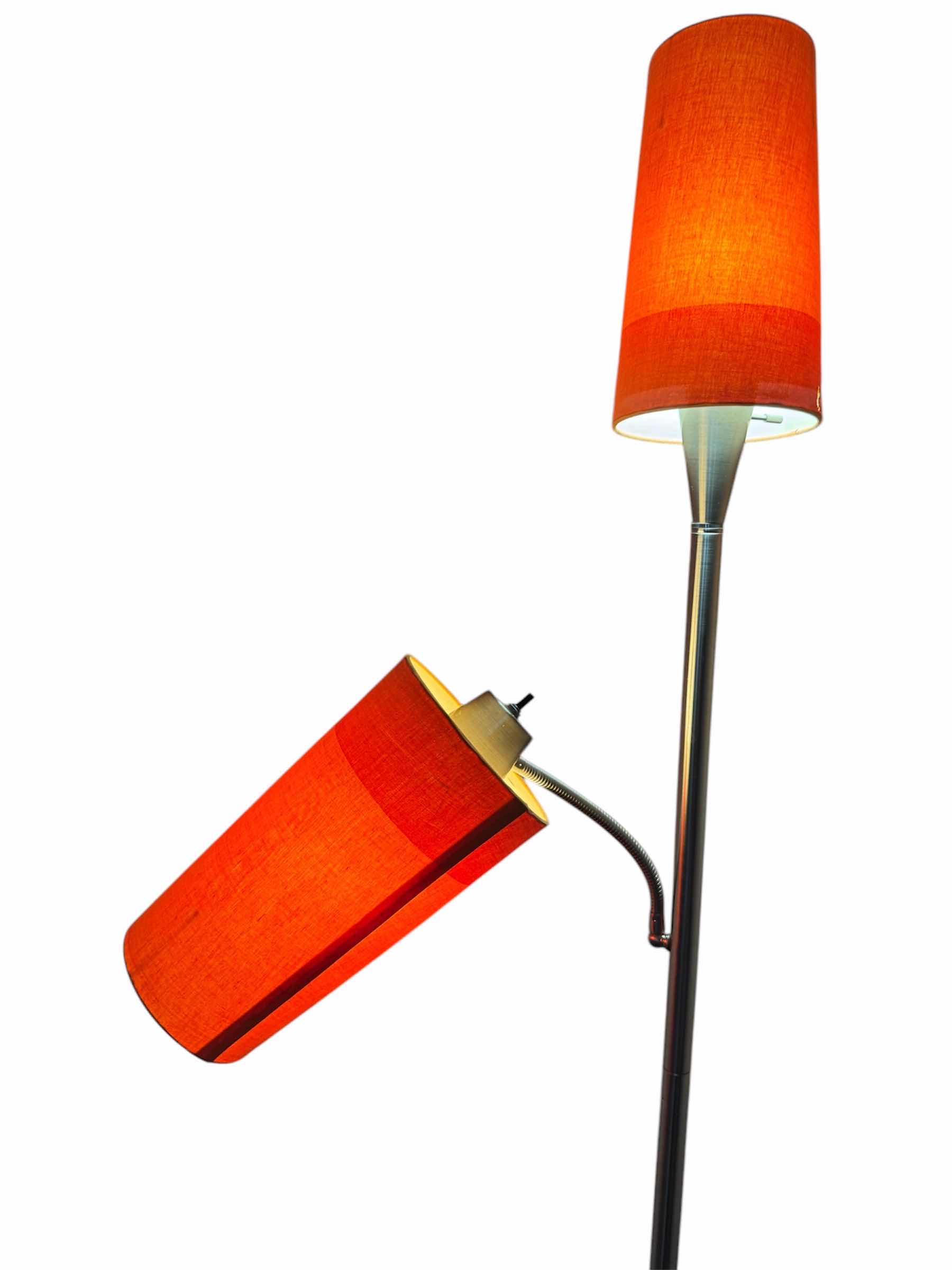 Photo 1 of TWO HEADED FLOOR LAMP, MODEN ORANGE 

H72”