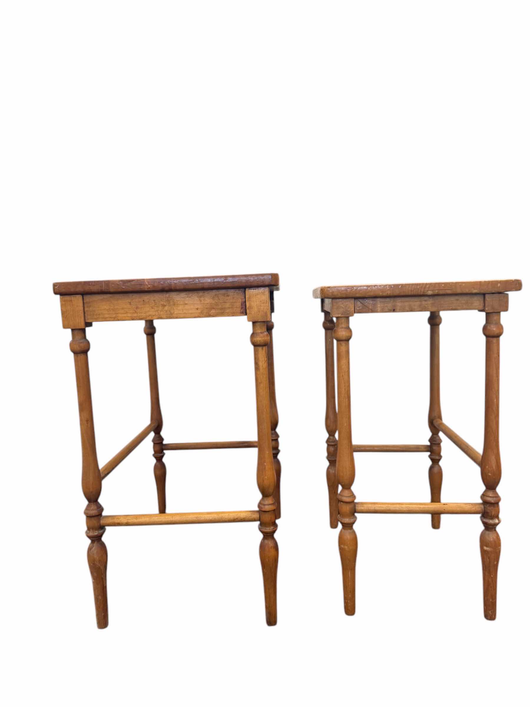 Photo 1 of VINTAGE WOODEN NESTING TABLE, 
18.5” X 14” X H23”