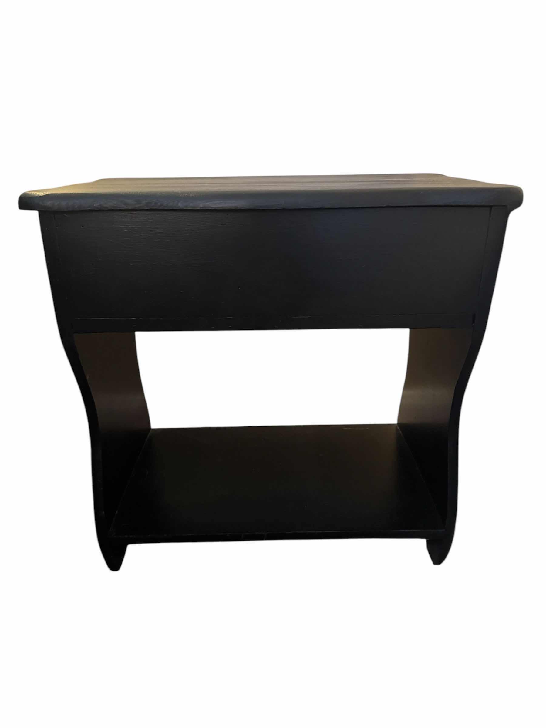Photo 2 of VINTAGE WOODEN NIGHTSTAND, BLACK 

25” X 15” X H25”