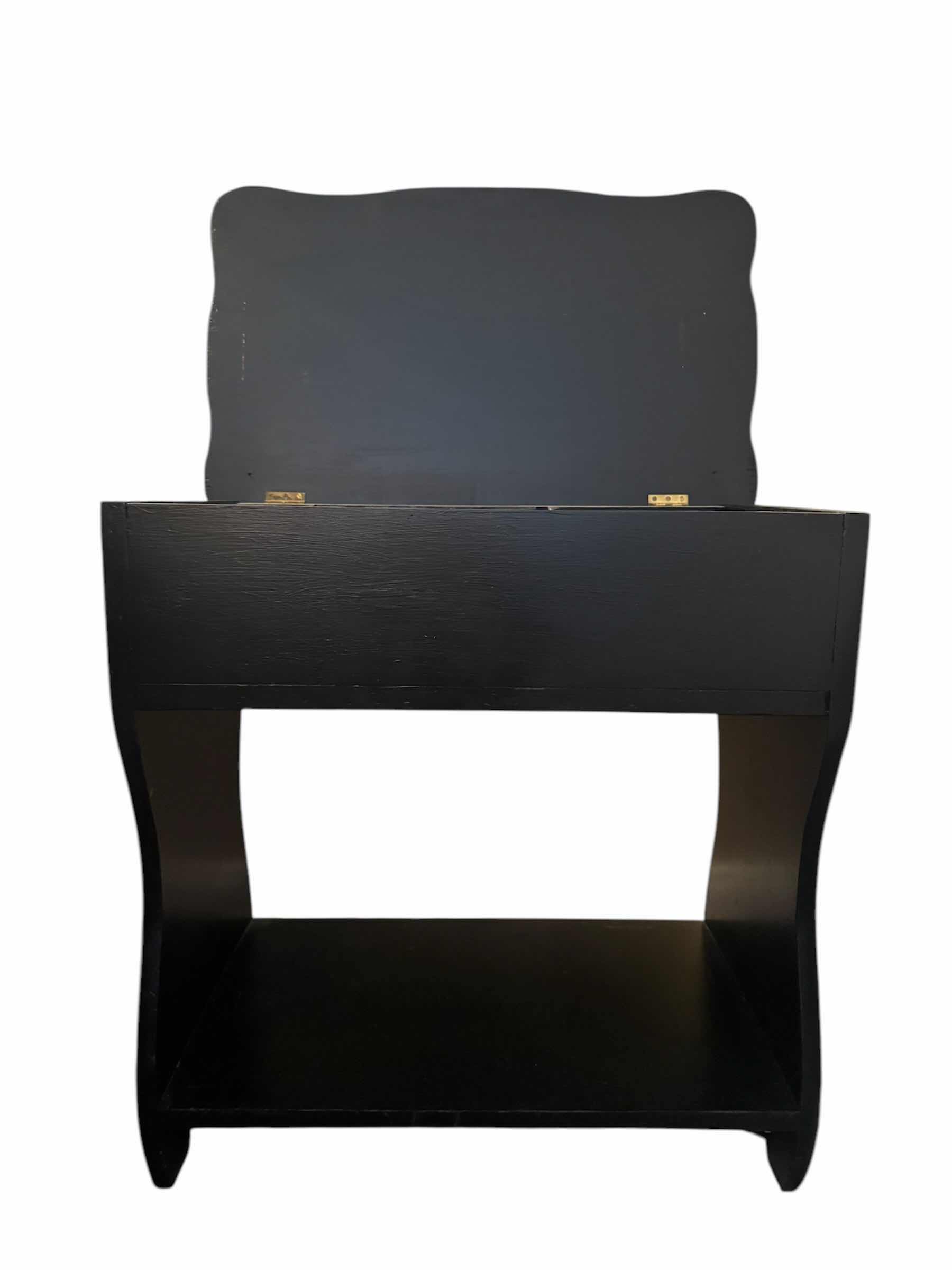 Photo 1 of VINTAGE WOODEN NIGHTSTAND, BLACK 

25” X 15” X H25”