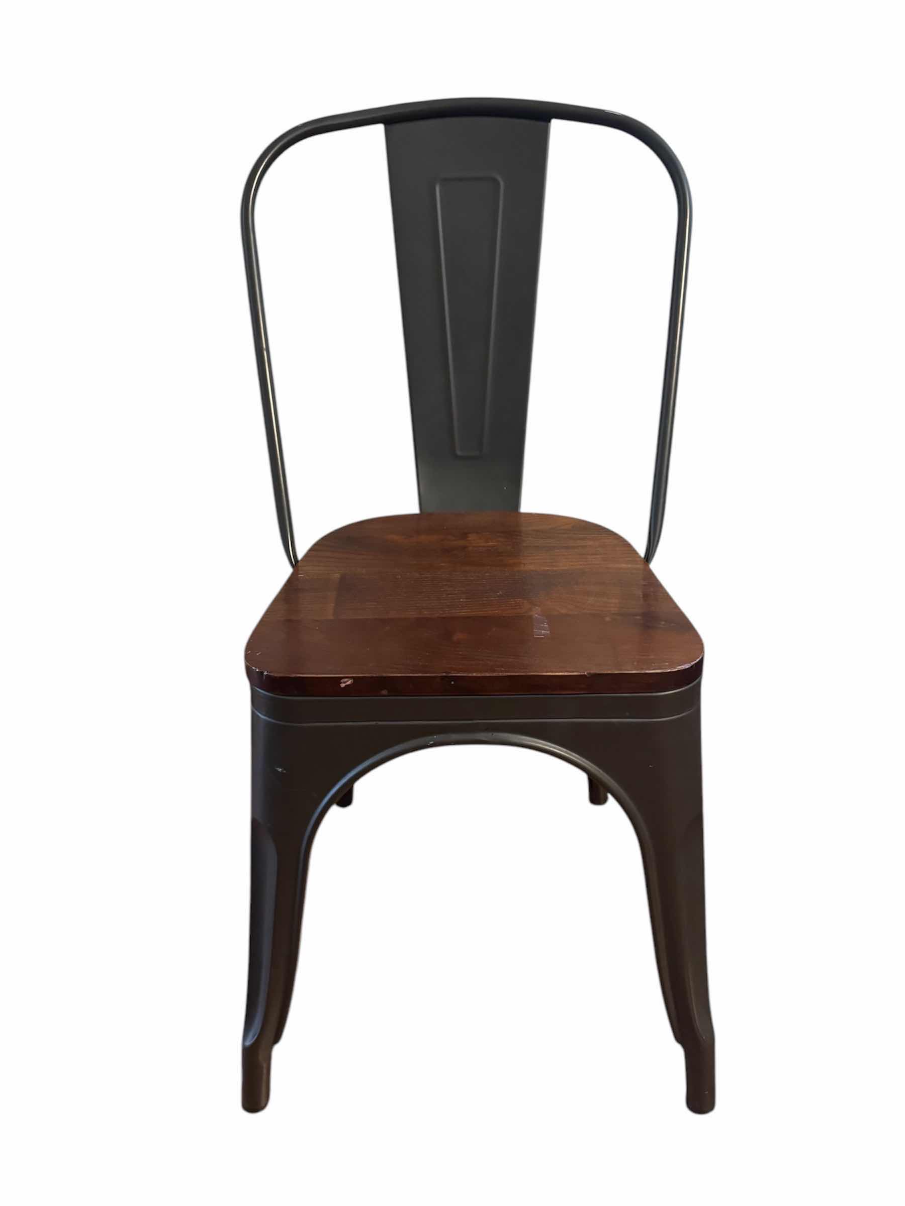 Photo 1 of METAL STACKABLE CHAIR WITH WOOD SEAT, OUTDOOR, BLACK/WOOD

14” X 14” X H32”