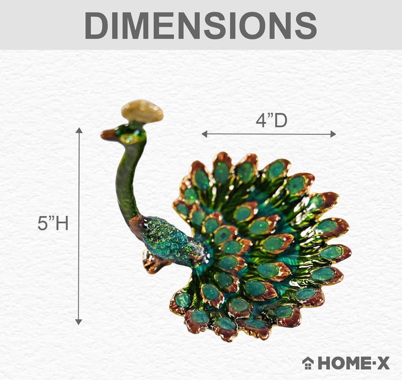 Photo 1 of BRAND NEW CASE OF HOME-X PEACOCK RING/JEWELRY HOLDER DISH, PEWTER AND ENAMEL
