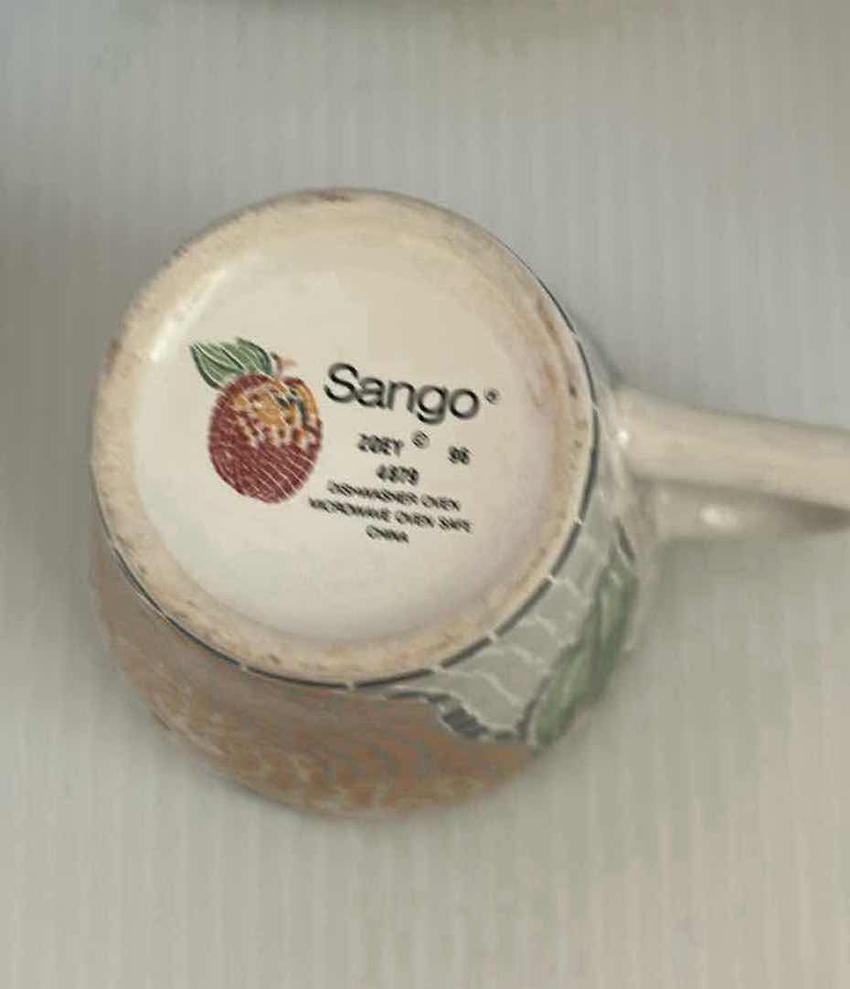 Photo 1 of 8-SANGO "ZOEY" MOSAIC DESIGN CUPS/SAUCERS. DISHES-DINNERWARE.