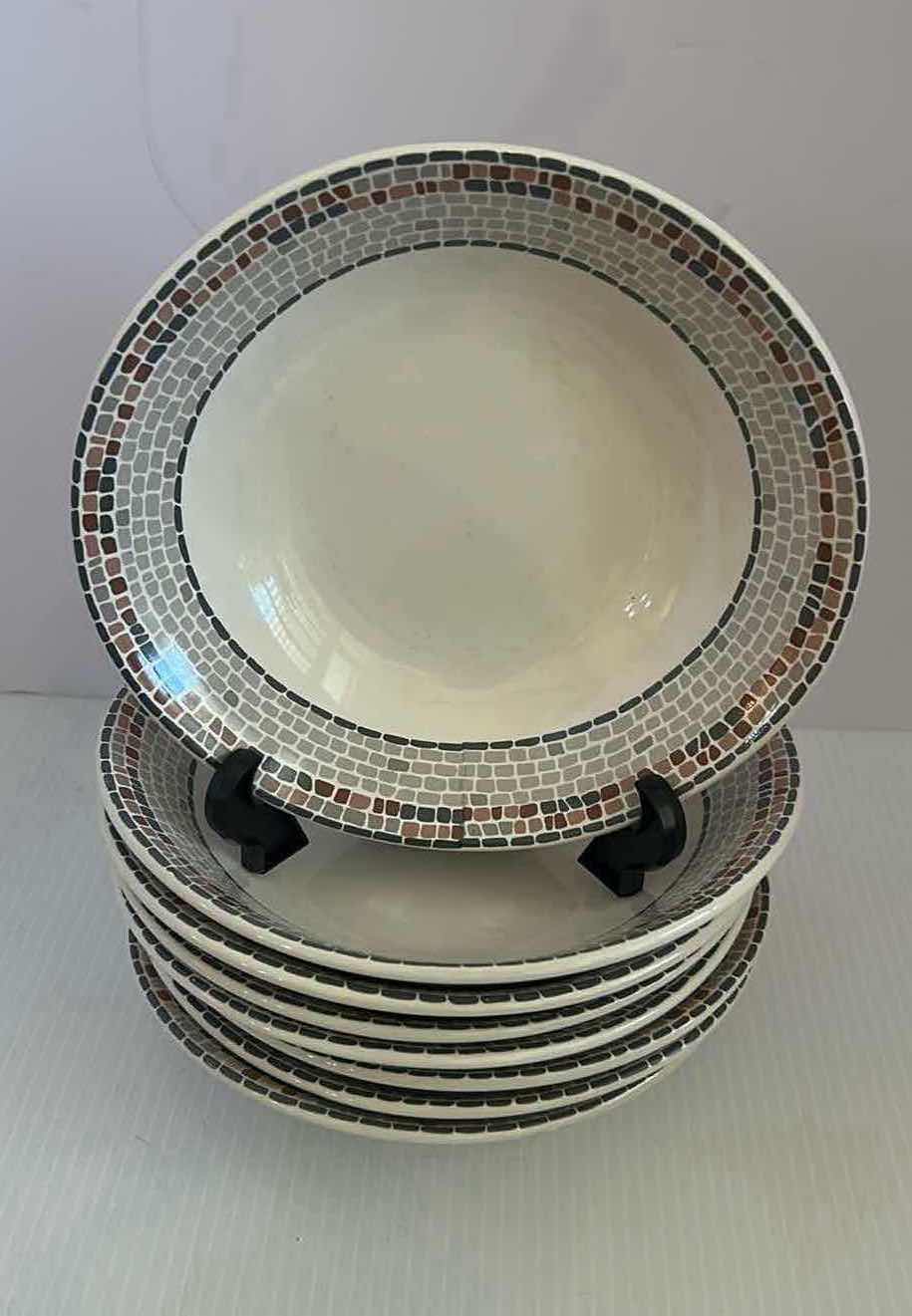 Photo 1 of 8-SANGO ZOEY OVAL 8” SOUP SALAD W MOSAIC DESIGN