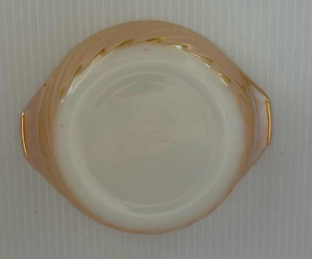 Photo 1 of 4-VINTAGE ANCHOR HOCKING FIRE KING PEACH LUSTRE SWIRL  BOWLS 2- CUSTARD BOWLS