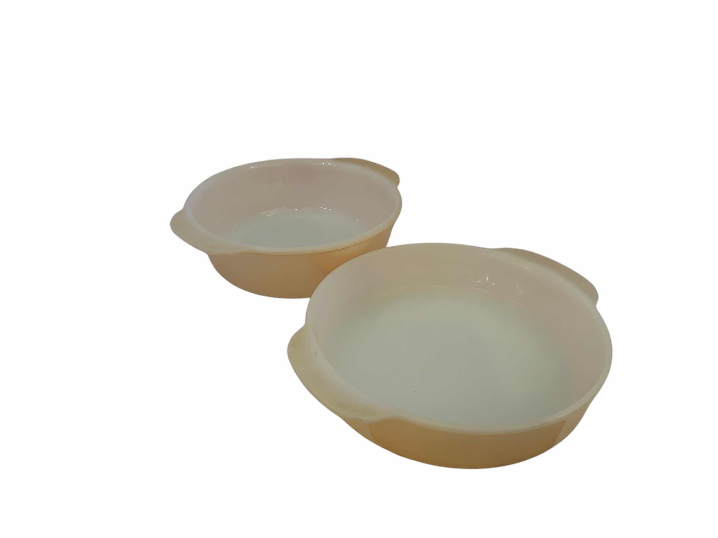 Photo 1 of 2-VINTAGE ANCHOR HOCKING FIRE PEACH LUSTRE  SWIRL CASSEROLE DISH