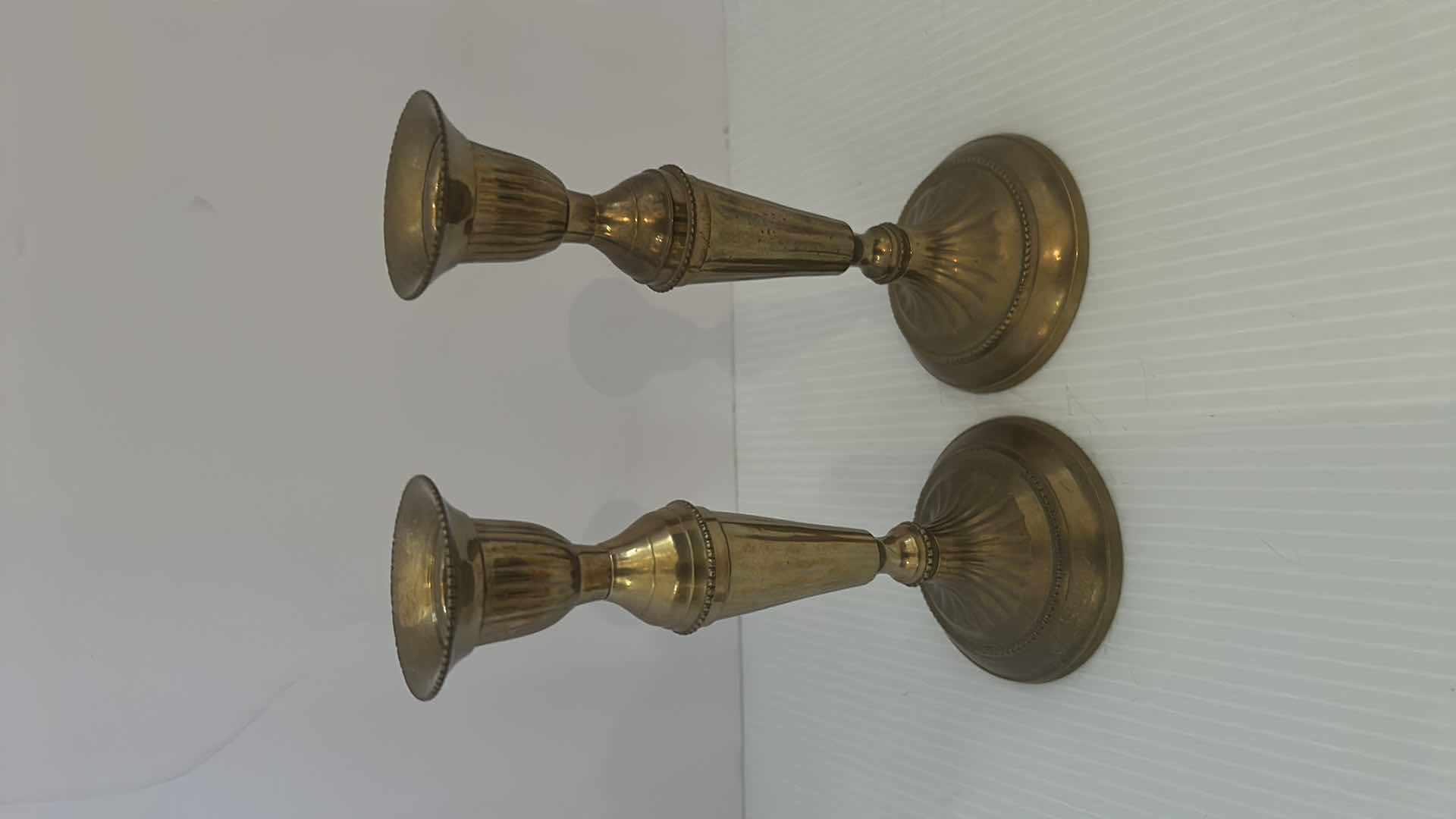 Photo 1 of 2- SETS BRASS CANDLE STICK HOLDERS 8”