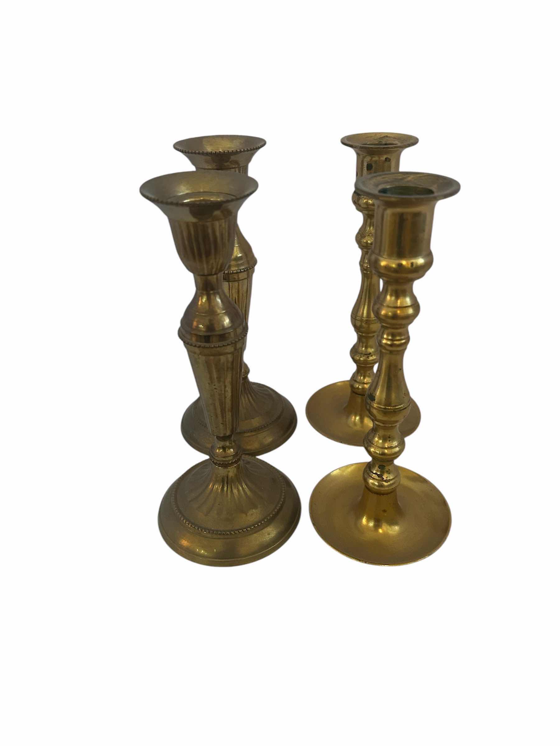 Photo 1 of 2- SETS BRASS CANDLE STICK HOLDERS 8”