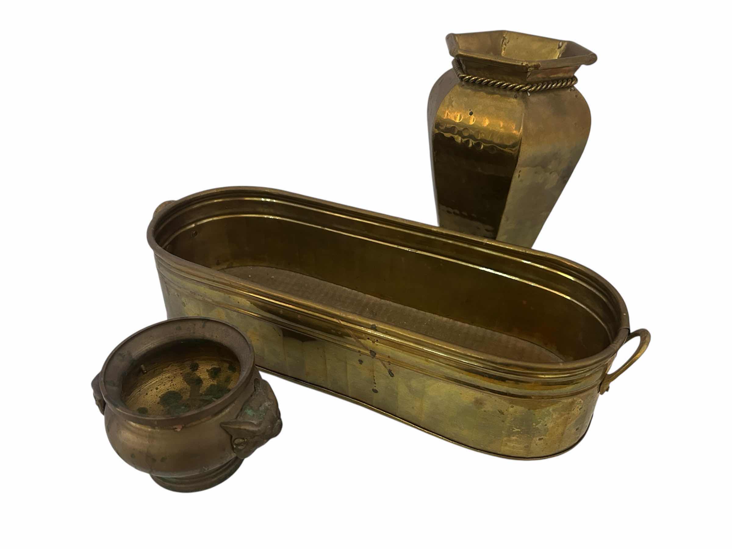 Photo 1 of 3- BRASS PLANTER VASE SMALL BOWL