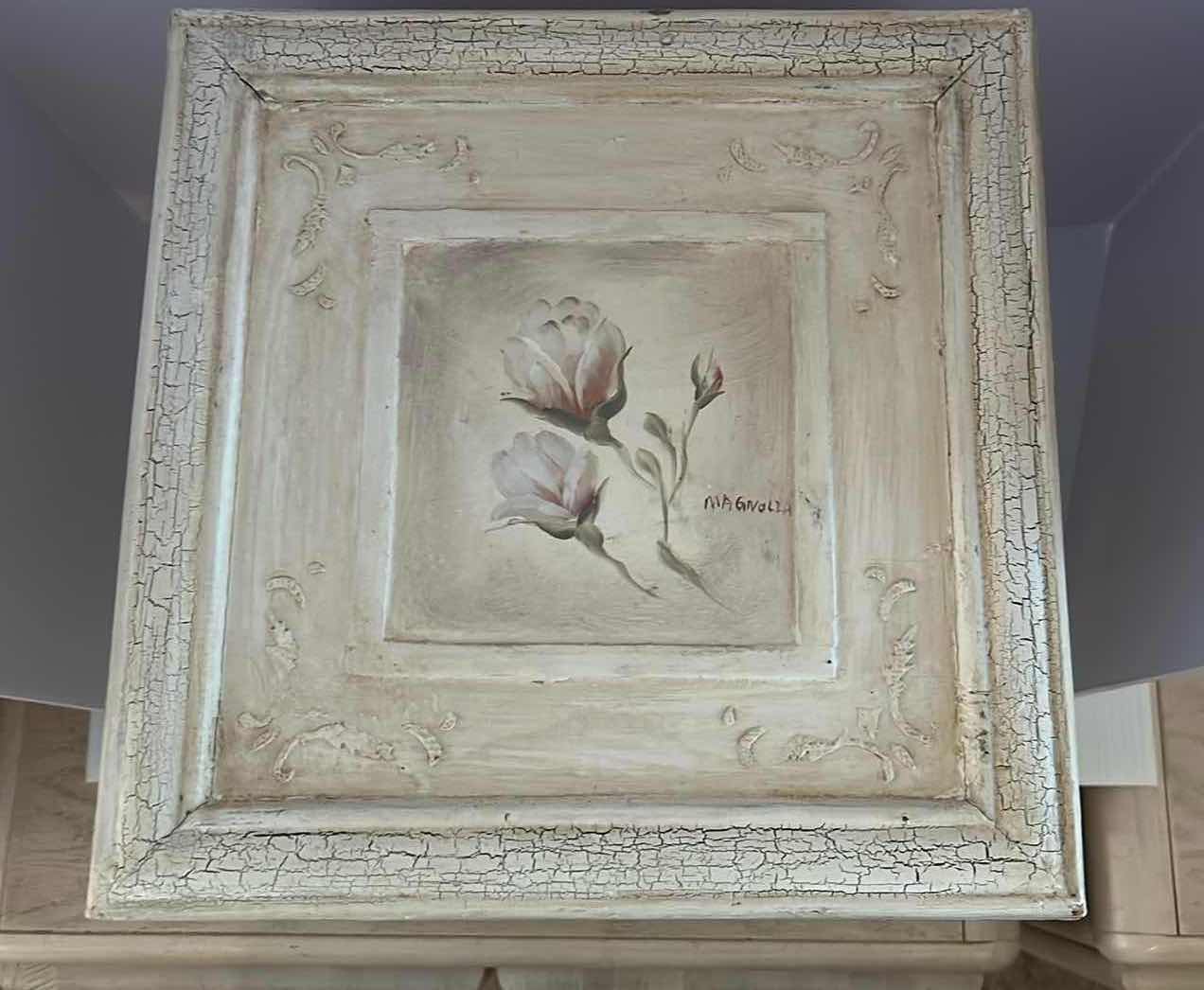 Photo 1 of LARGE VINTAGE HAND PAINTED AND SIGNED STORAGE BOX 13” X 13”H