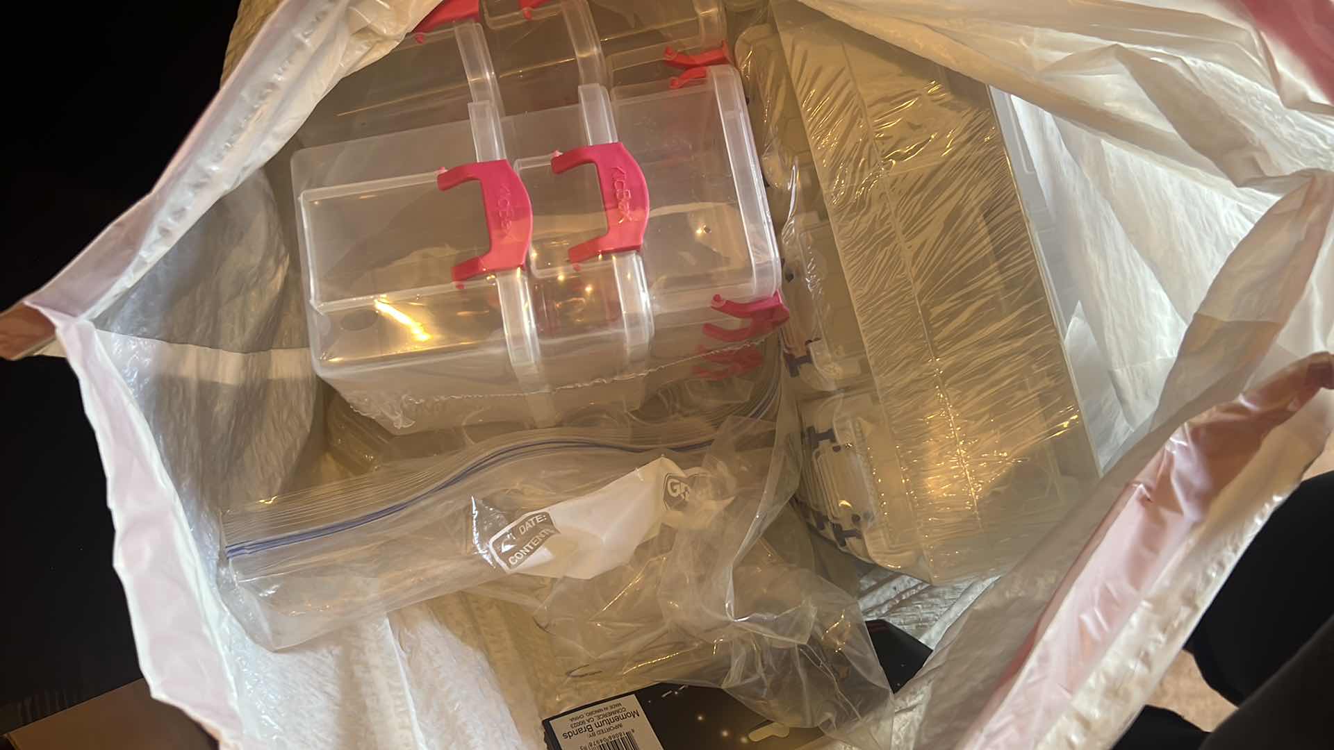 Photo 1 of CONTENTS OF BAG: MINI STORAGE CONTAINER ART SUPPLIES AND MISCELLANEOUS