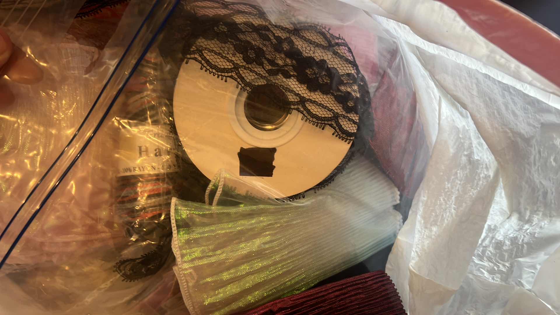 Photo 1 of CONTENTS OF BAG: YARN AND MISCELLANEOUS ART SUPPLIES