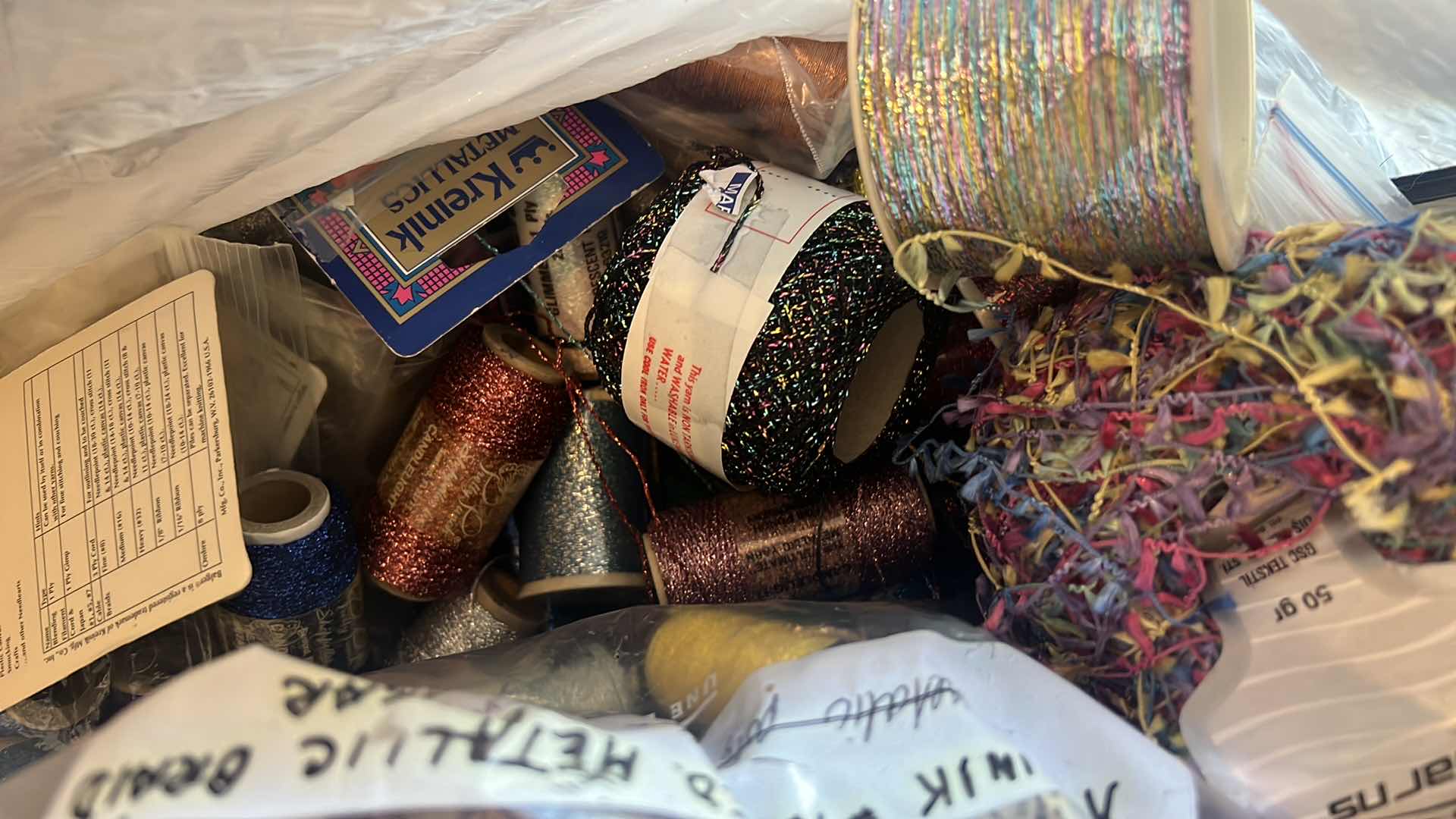 Photo 1 of CONTENTS OF BAG : MISCELLANEOUS AND VARIOUS COLORS OF YARNS