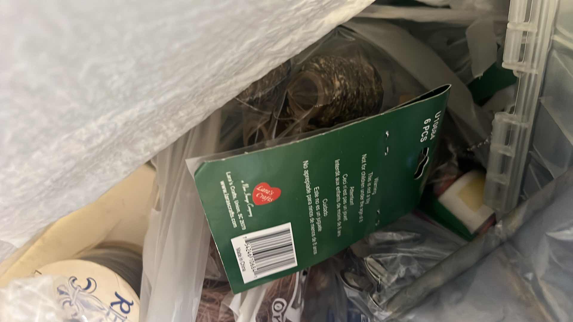 Photo 1 of CONTENTS OF BAG: YARNS, FABRICS, RIBBONS