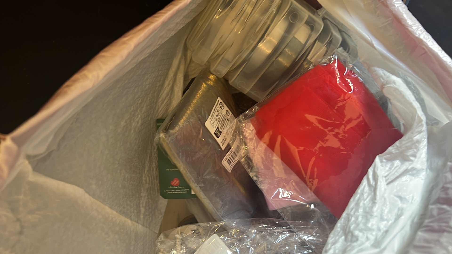 Photo 1 of CONTENTS OF BAG: YARNS, FABRICS, RIBBONS