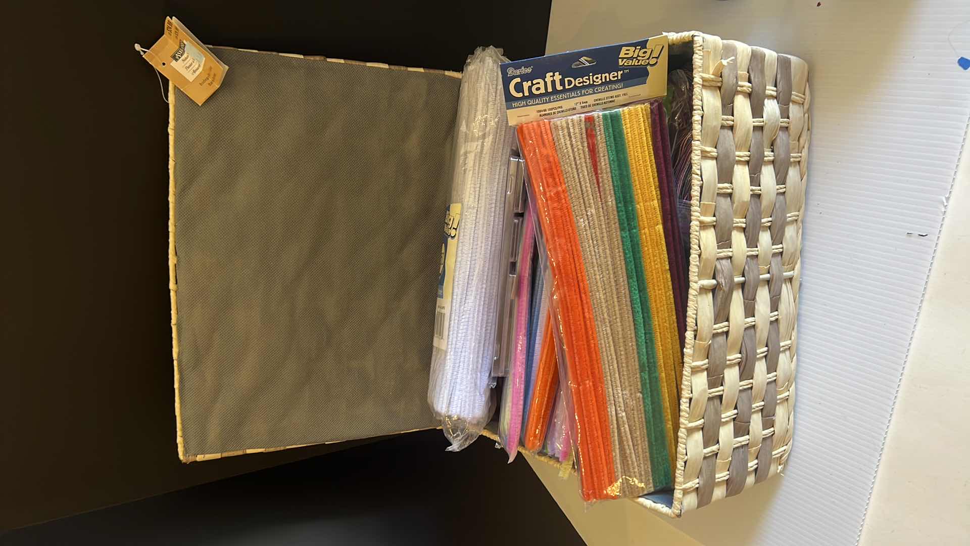 Photo 1 of BOX OF YARN AND MISCELLANEOUS ART SUPPLIES