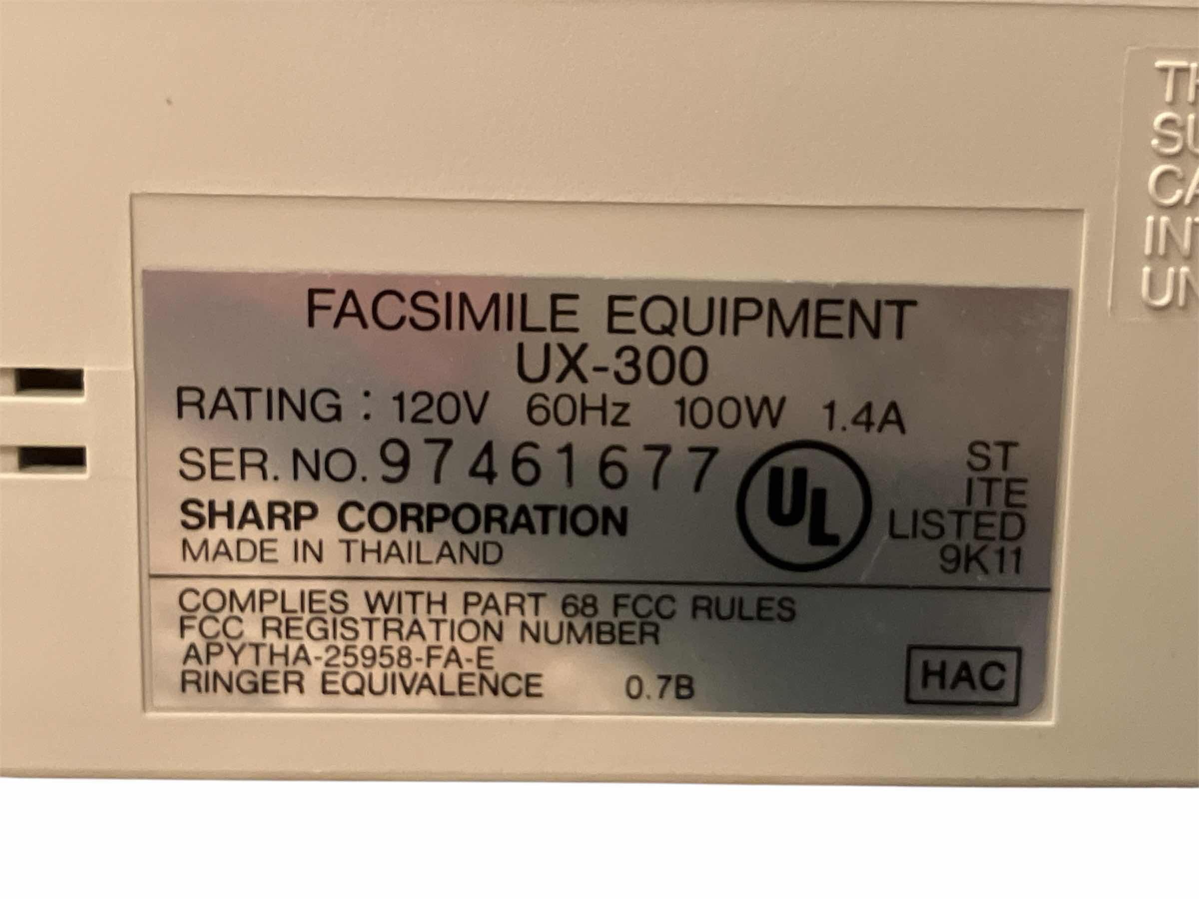 Photo 1 of SHARP FASCILLE EQUIPMENT UX-300 OFFICE MACHINE