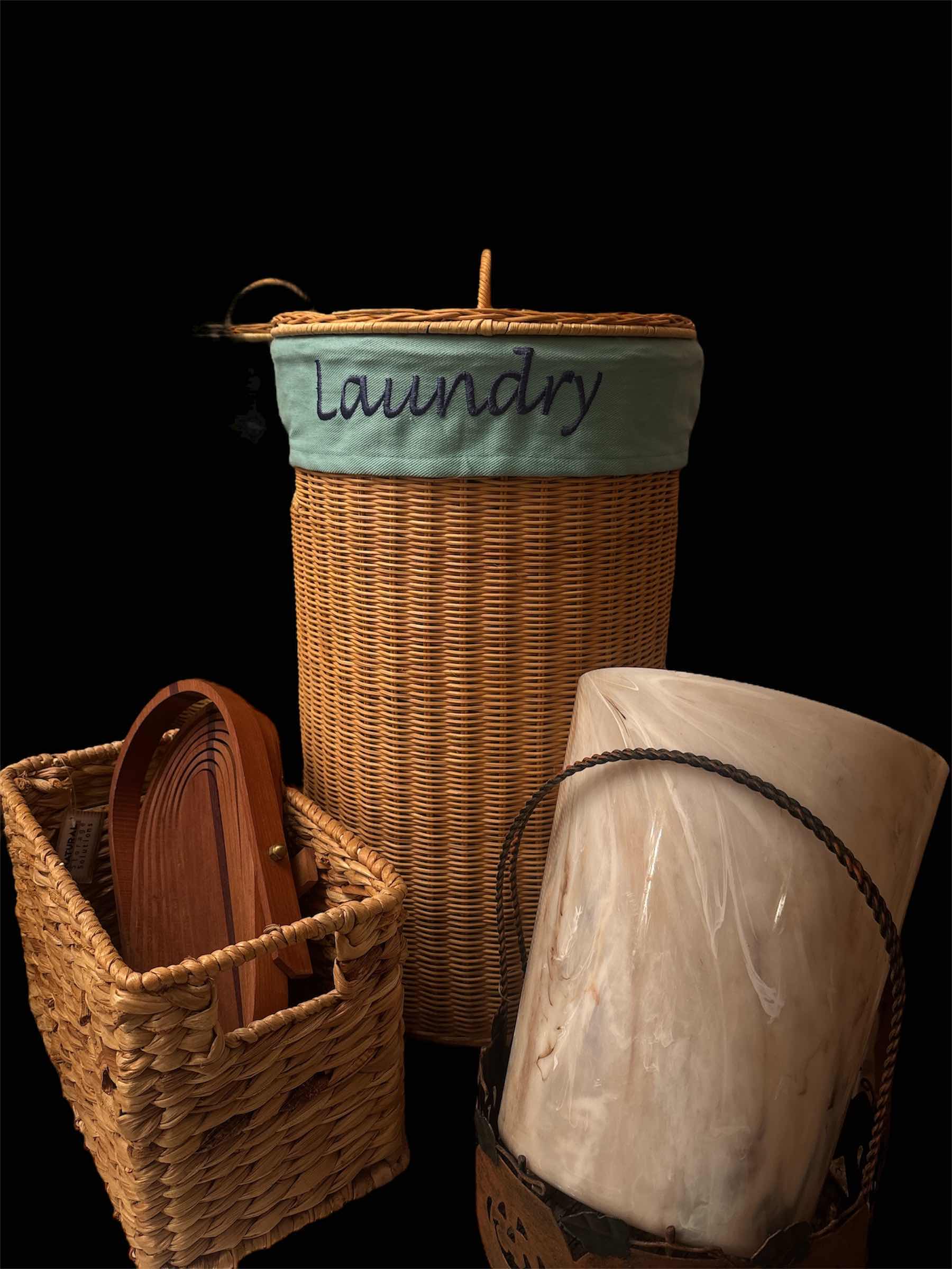 Photo 1 of WICKER LAUNDRY BASKET AND OTHER HOUSEHOLD ORGANIZERS