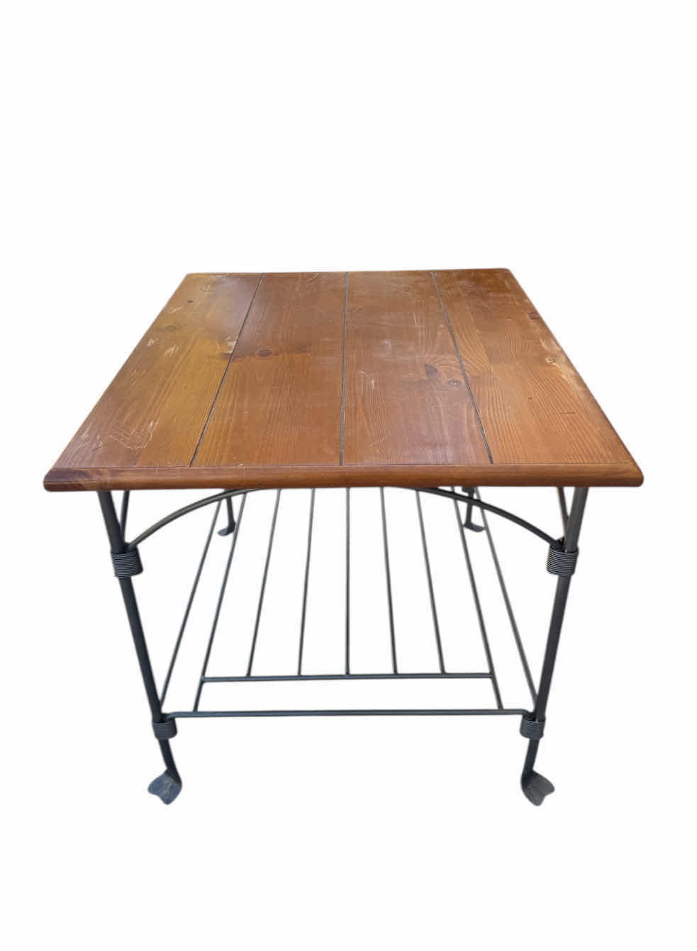 Photo 1 of 3- WOOD AND IRON COFFE TABLE AND SIDE TABLES, FURNITURE, HOME ESSENTIALS. 2- 28” X 24” X H23”
1- 51.5” X 26” X H17”