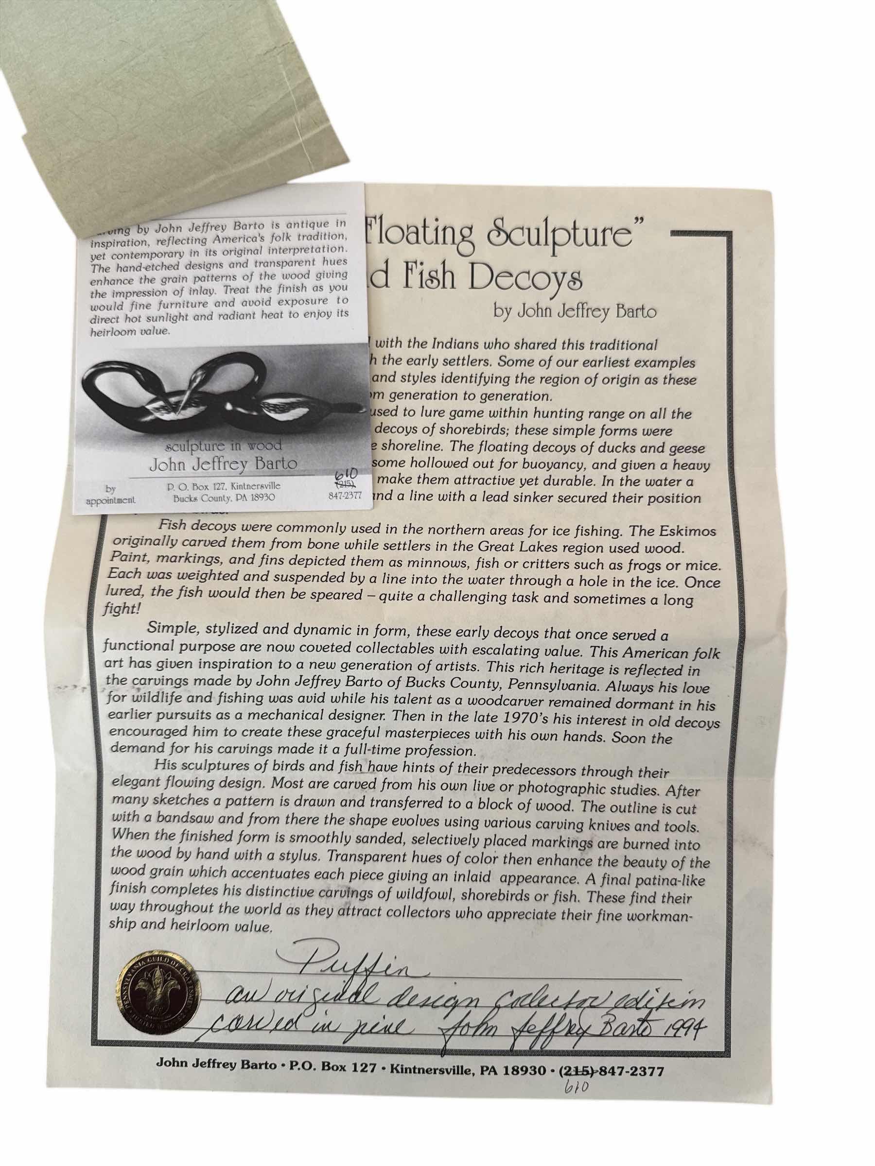 Photo 1 of 130
WOOD CARVED PUFFIN