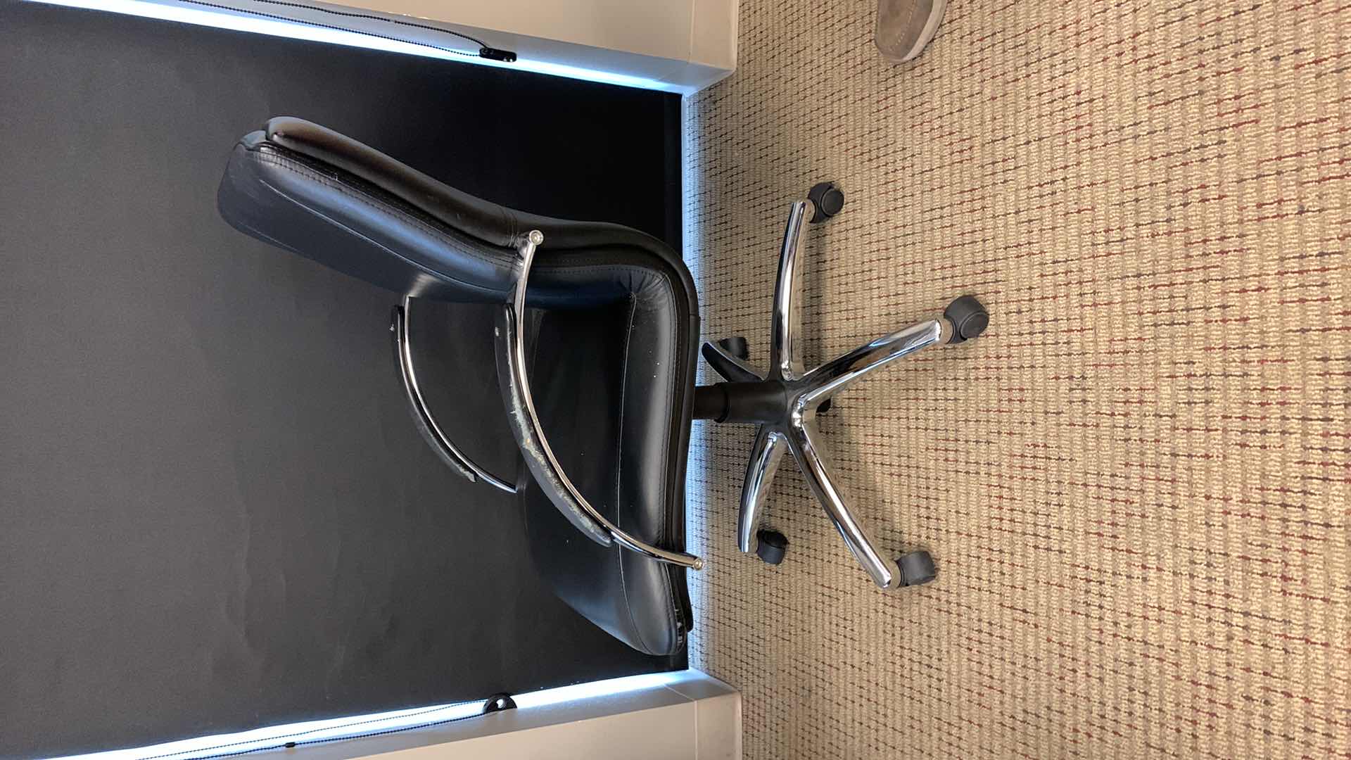 Photo 1 of OFFICE STAR 8200 BLACK LEATHER AND CHROME OFFICE CHAIR