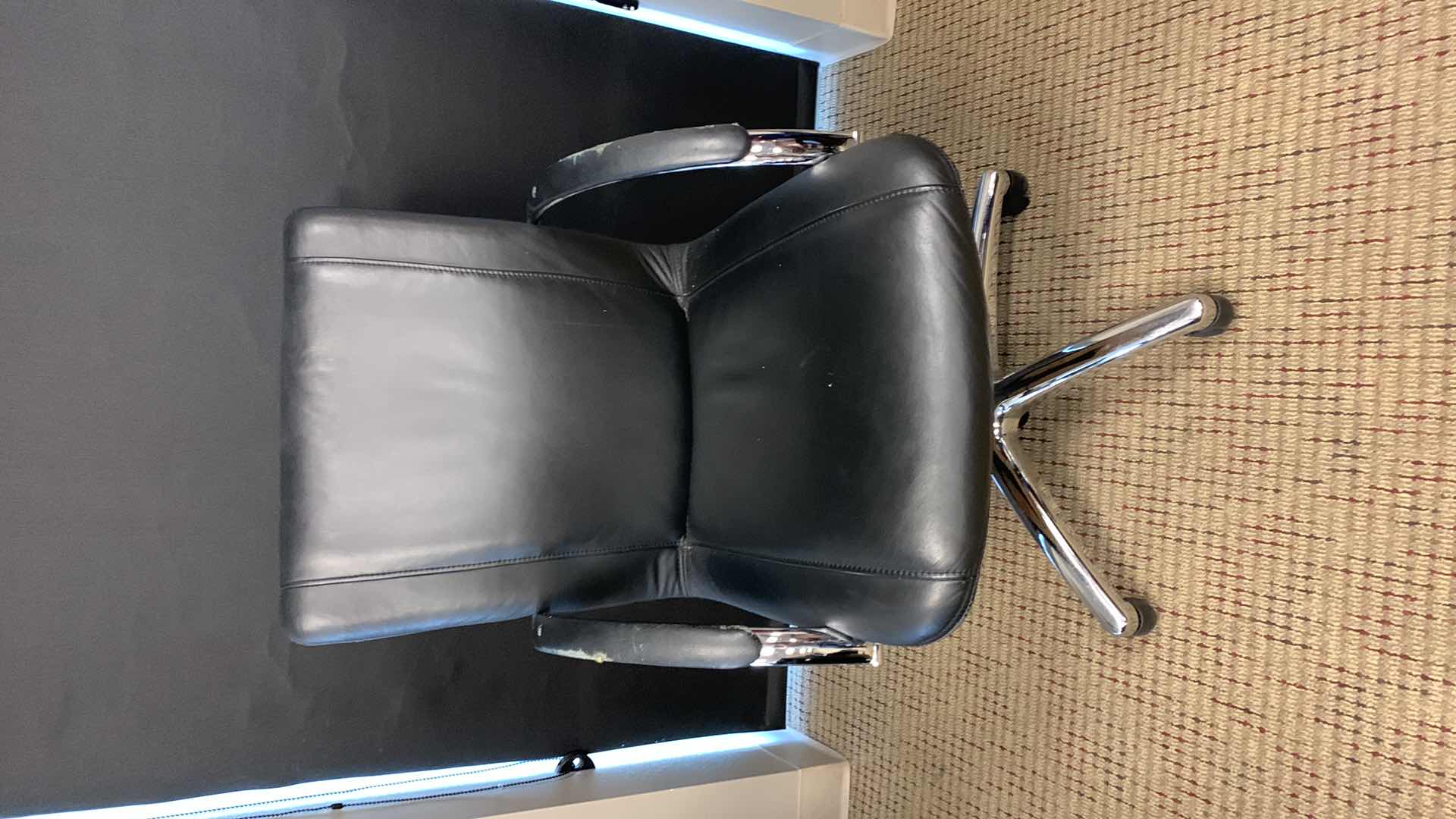 Photo 1 of OFFICE STAR 8200 BLACK LEATHER AND CHROME OFFICE CHAIR