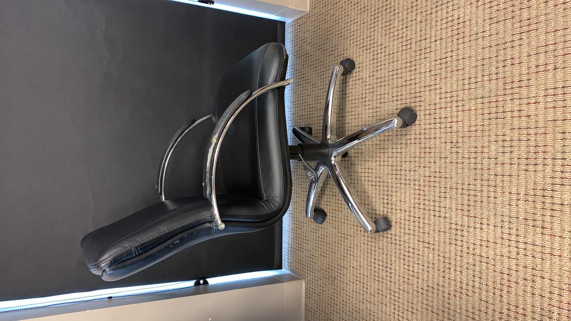 Photo 1 of OFFICE STAR 8200 BLACK LEATHER AND CHROME OFFICE CHAIR