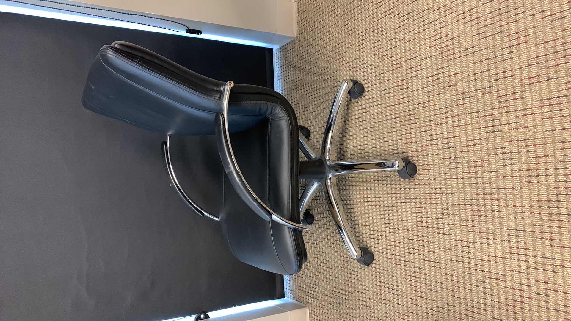 Photo 2 of OFFICE STAR 8200 BLACK LEATHER W CHROME OFFICE CHAIR