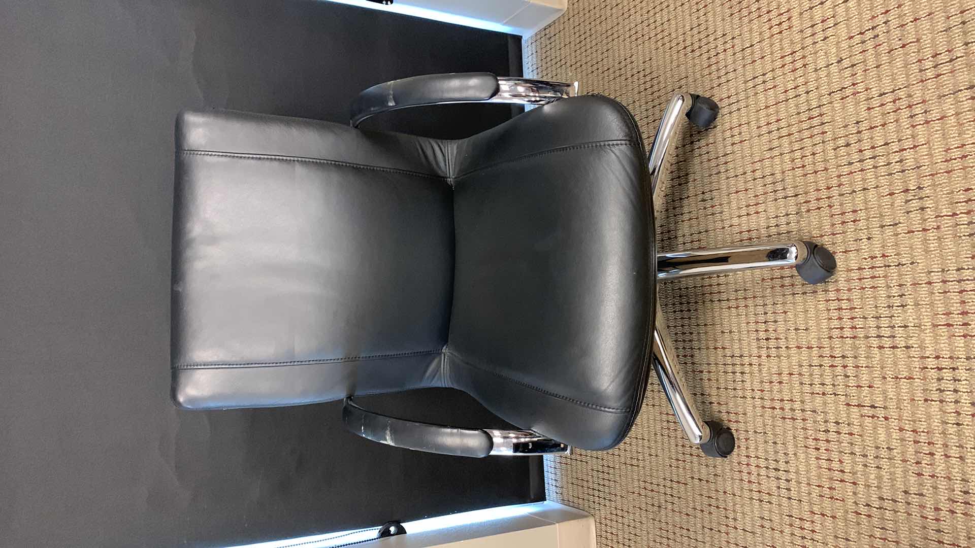 Photo 1 of OFFICE STAR 8200 BLACK LEATHER W CHROME OFFICE CHAIR