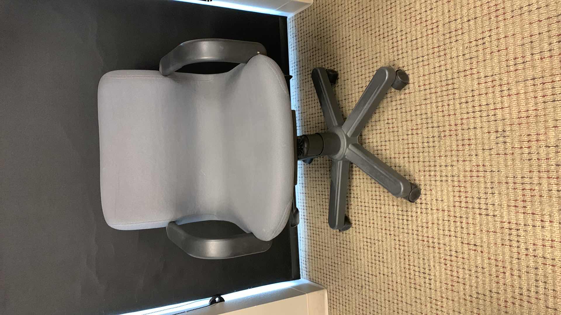 Photo 1 of FABRIC SWIVEL ARM CHAIR ON ROLLERS