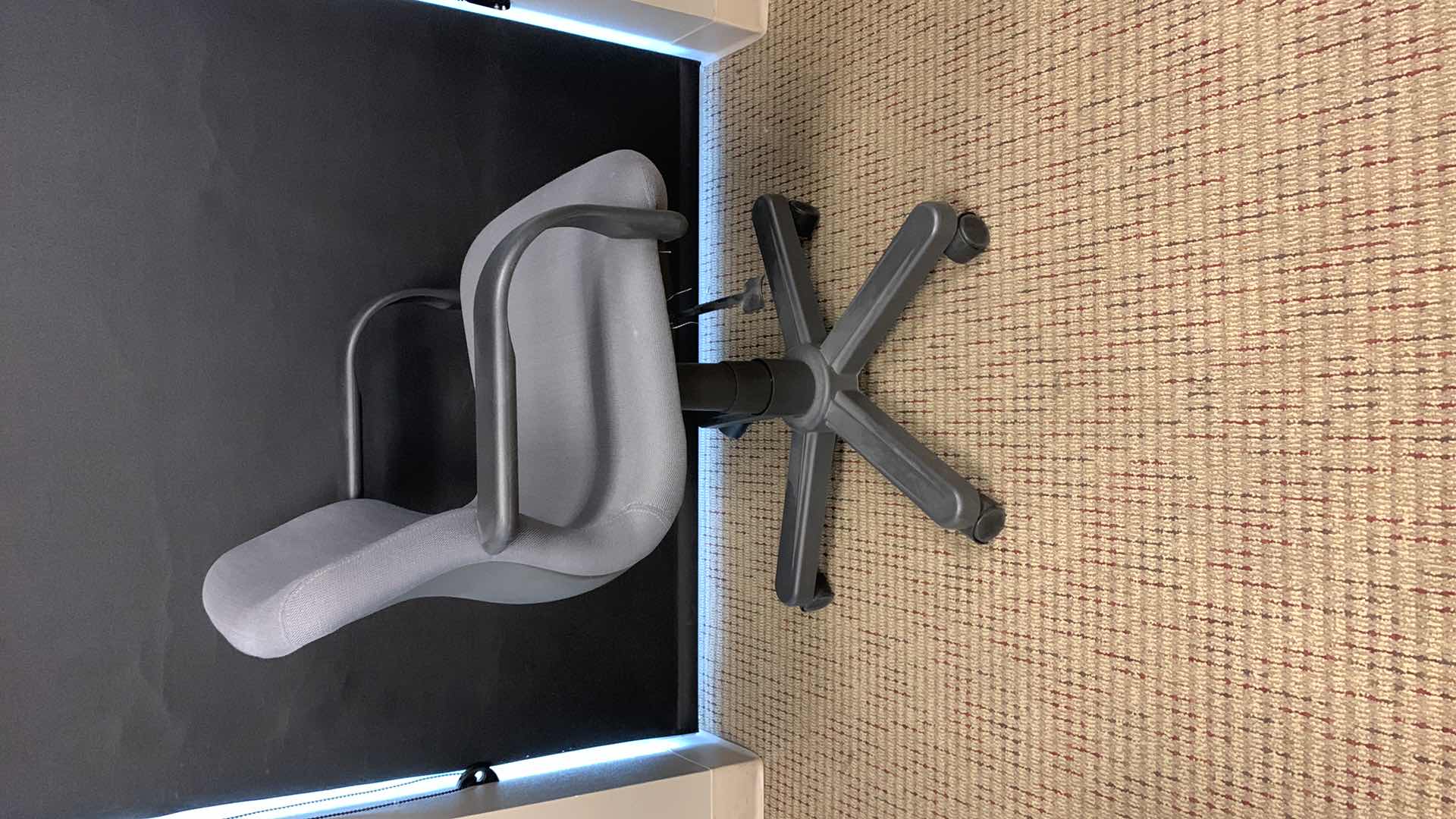 Photo 1 of FABRIC SWIVEL ARM CHAIR ON ROLLERS