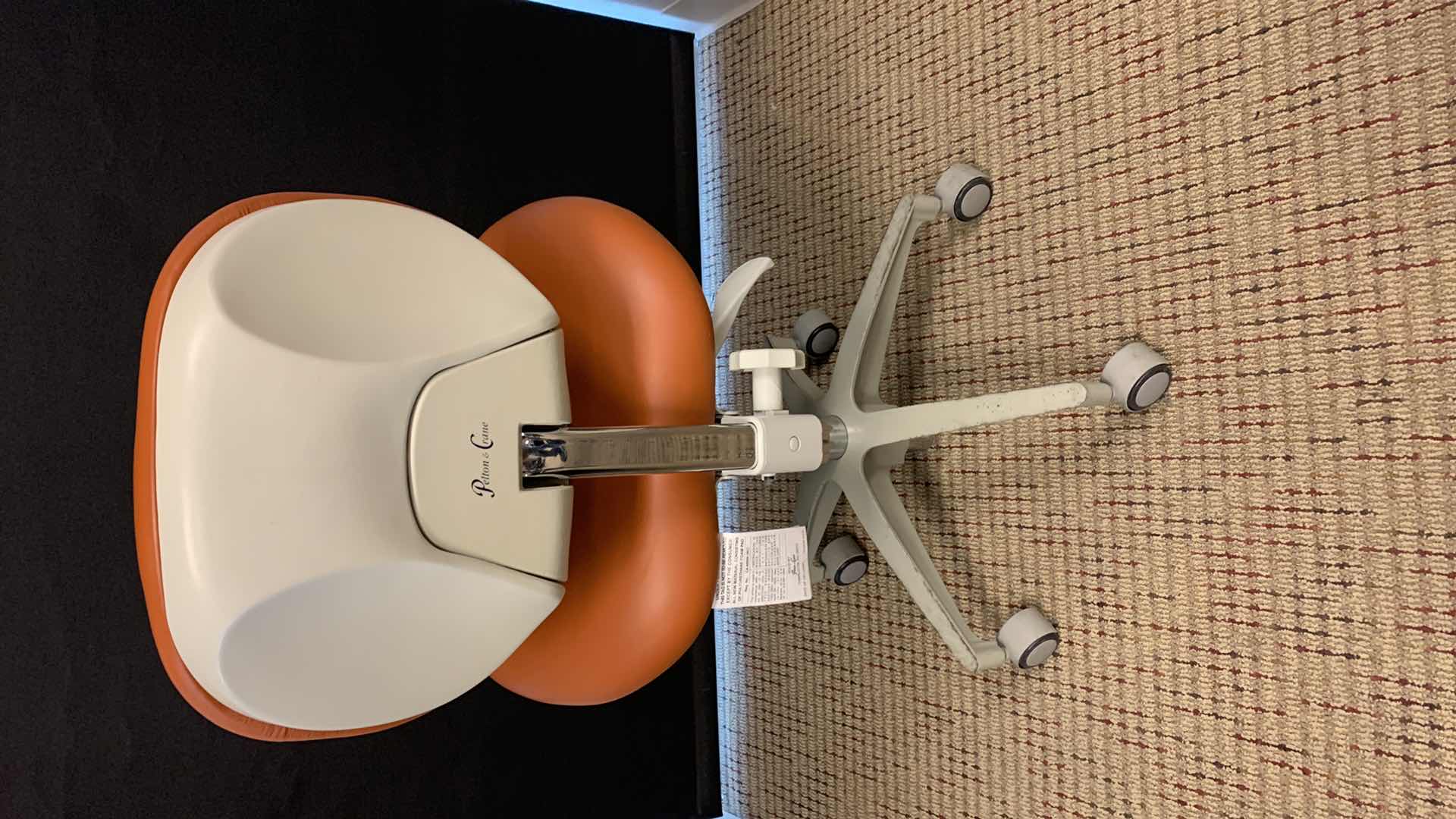 Photo 1 of PELTIN & CRANE ADJUSTABLE ORANGE LEATHER DENTAL ASSISTANT CHAIR