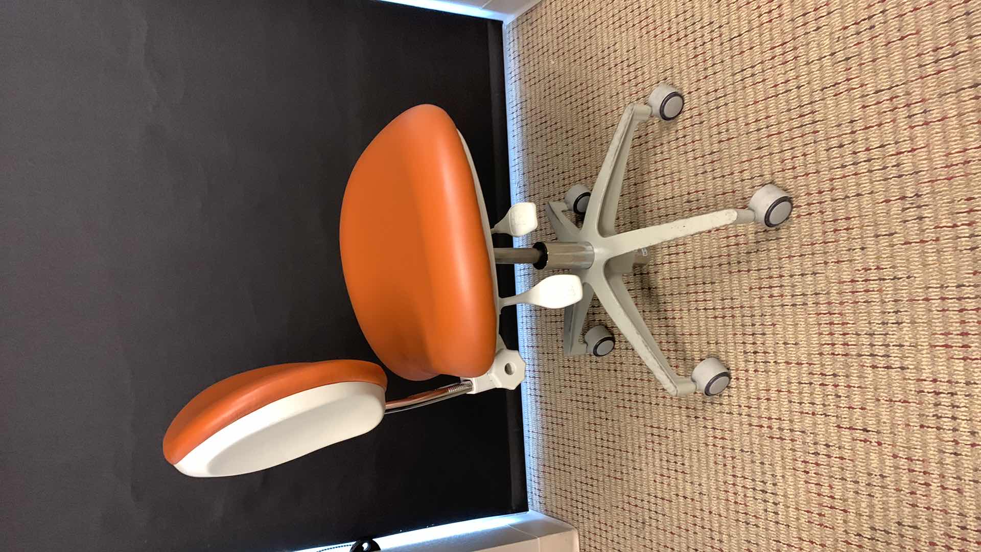 Photo 1 of PELTIN & CRANE ADJUSTABLE ORANGE LEATHER DENTAL ASSISTANT CHAIR