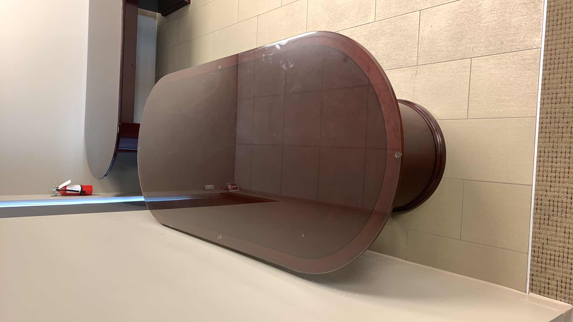 Photo 1 of CHERRY CONFERENCE TABLE WITH GLASS TOP 8’ X 52” H 30”