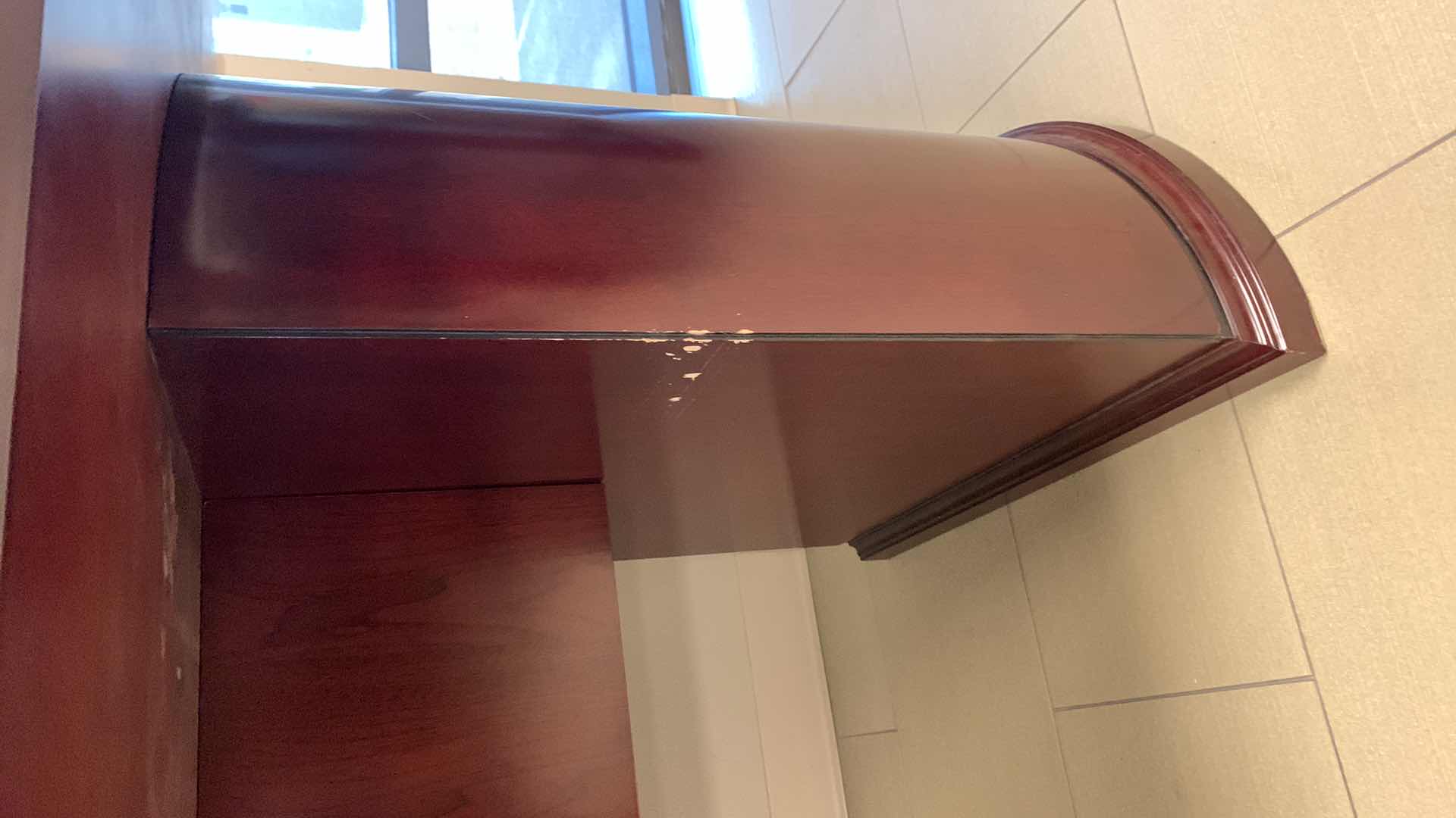 Photo 1 of CHERRY CONFERENCE TABLE WITH GLASS TOP 8’ X 52” H 30”