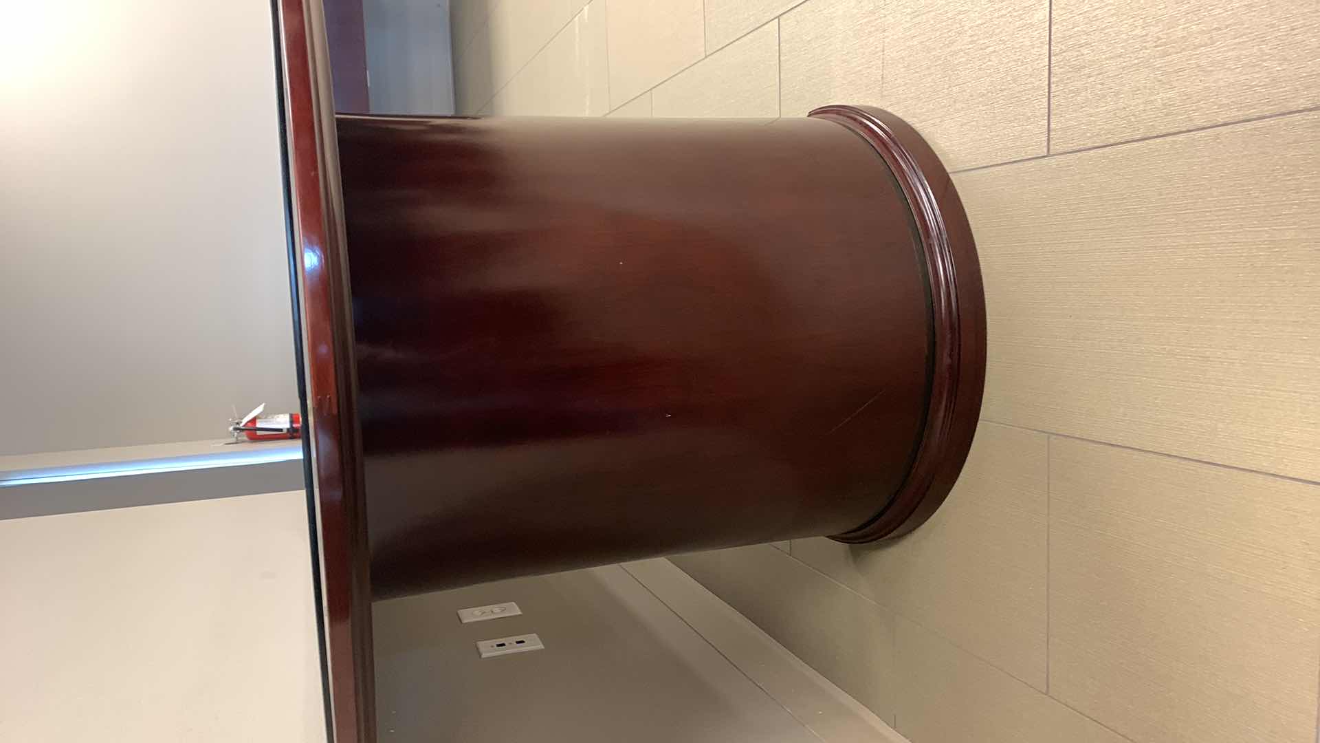 Photo 1 of CHERRY CONFERENCE TABLE WITH GLASS TOP 8’ X 52” H 30”