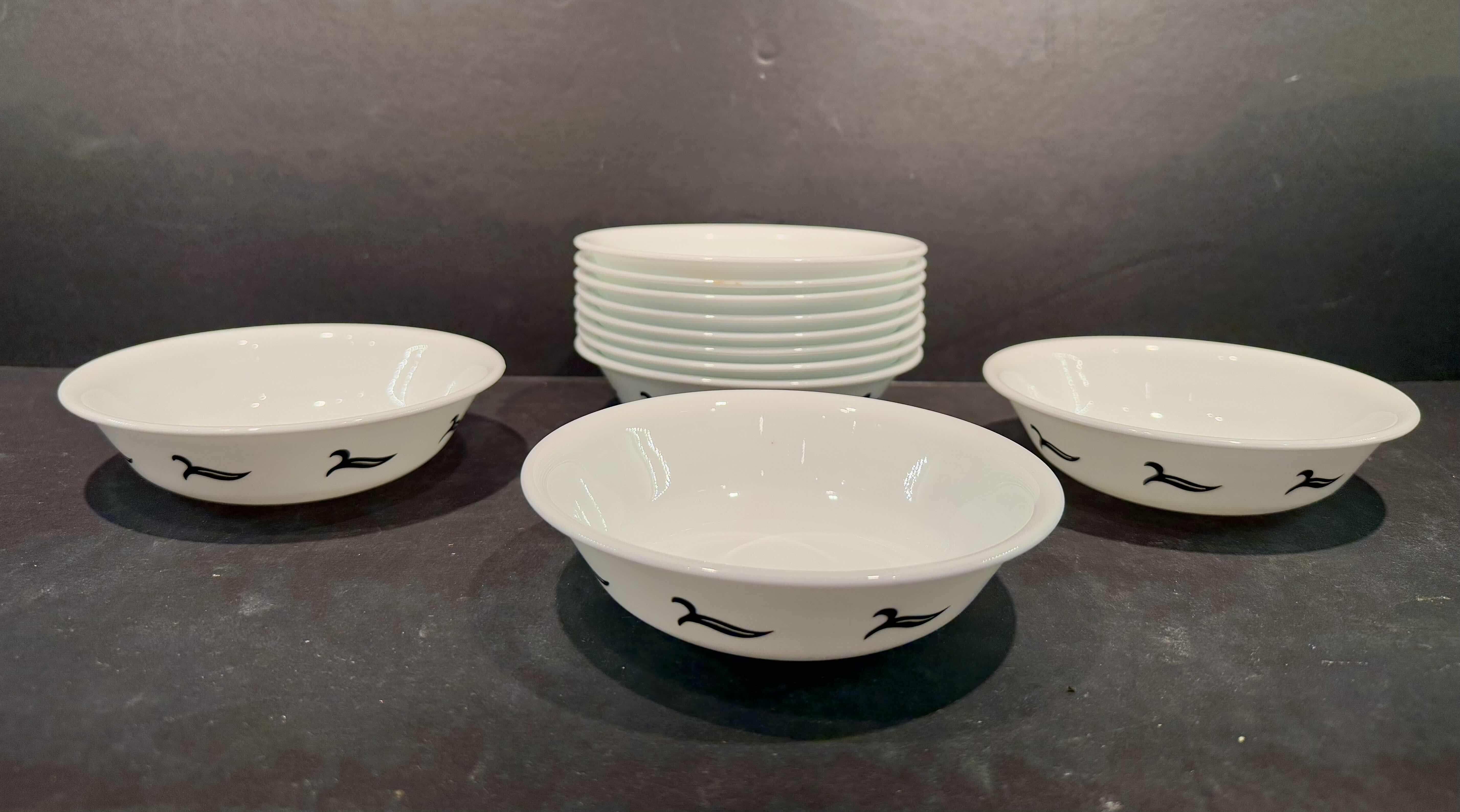 Photo 2 of 10- 5” BOWLS VINTAGE COREELE LYRICS BLACK & WHITE DINNERWARE