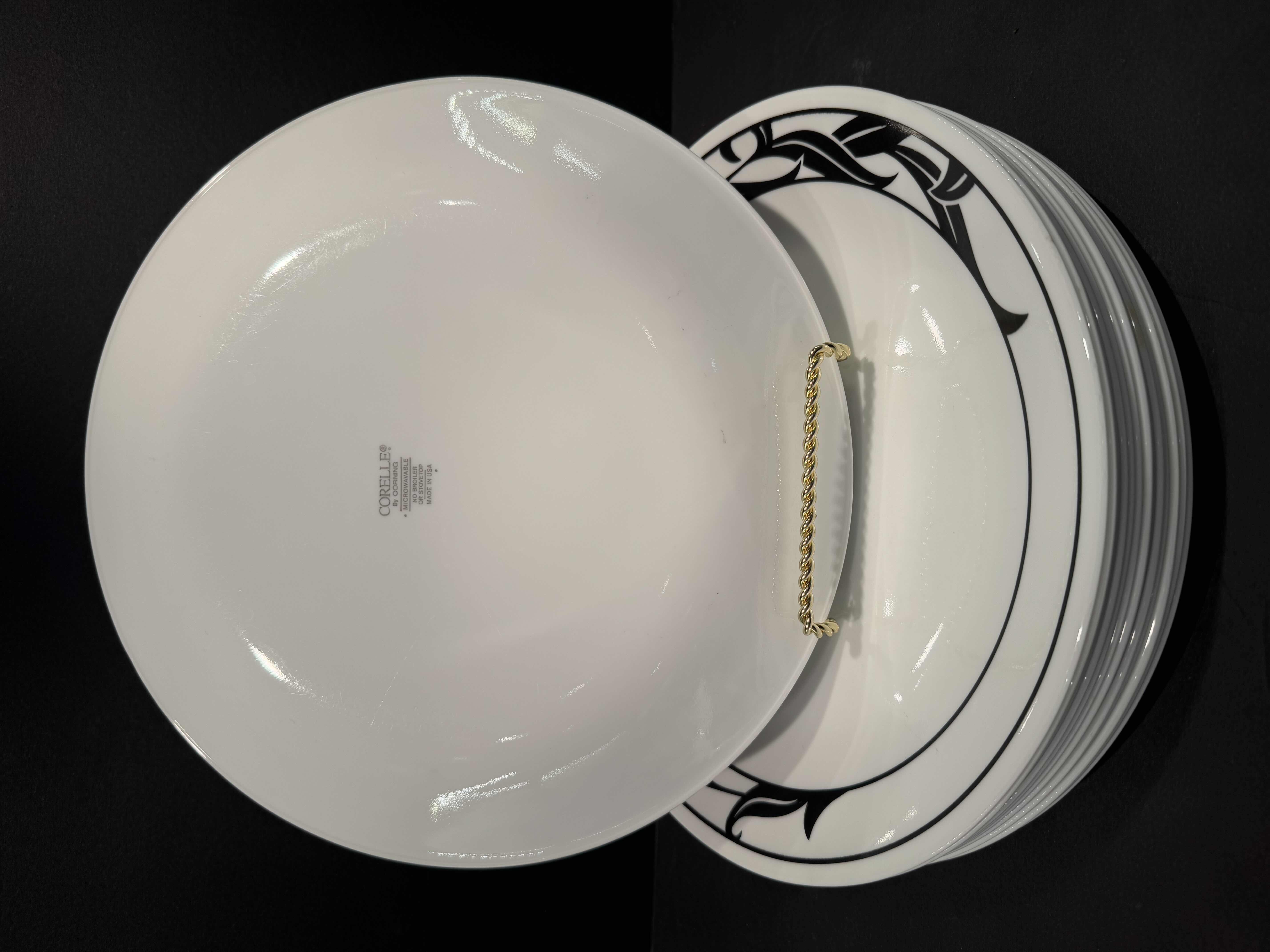 Photo 1 of 14- 10” DINNER PLATES, CORELLE LYRICS BLACK AND WHITE DINNERWARE