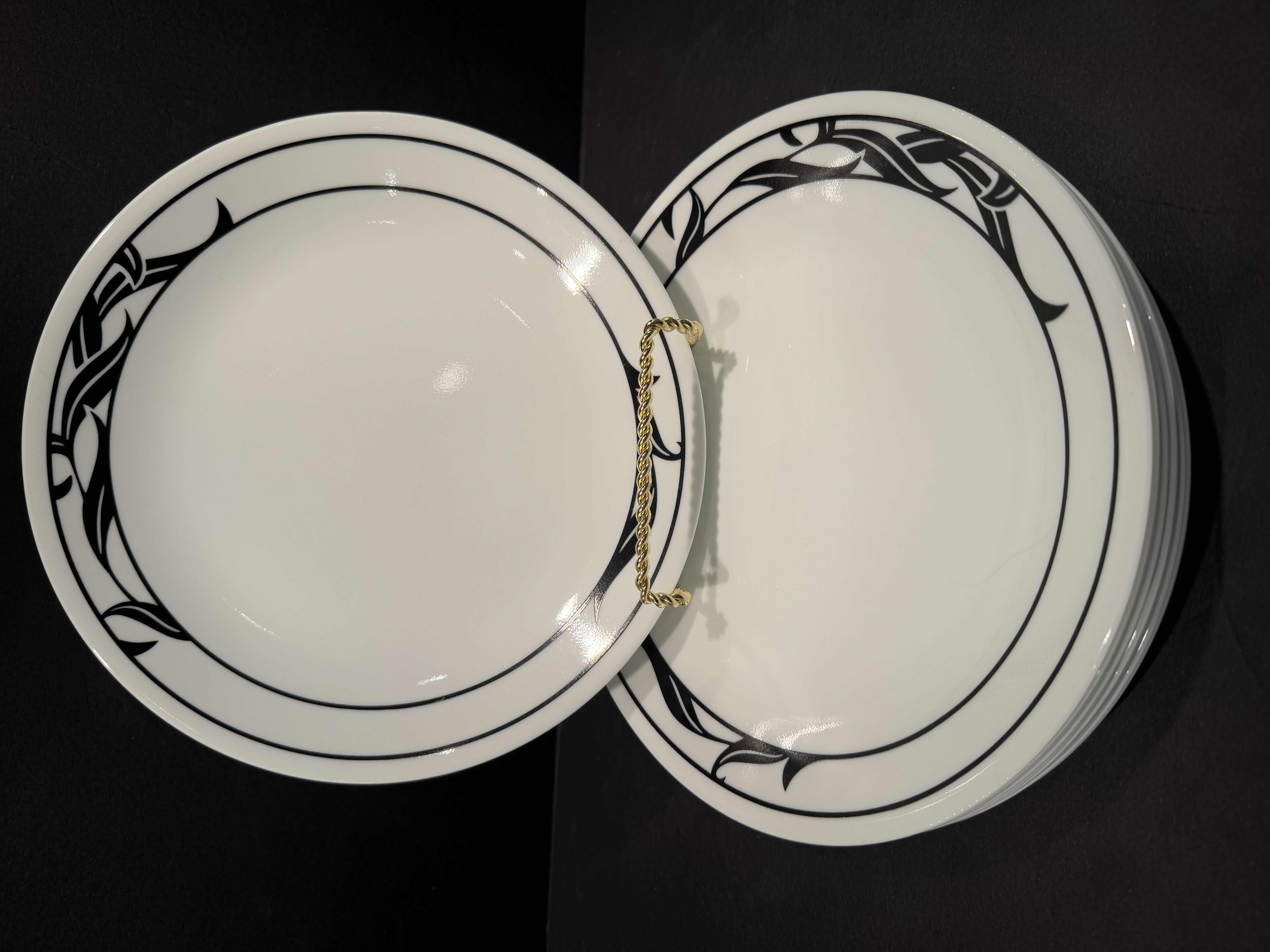 Photo 1 of 12- 8.5” SALAD PLATES, VINTAGE CORELLE LYRICS BALACK AND WHITE DINNERWARE