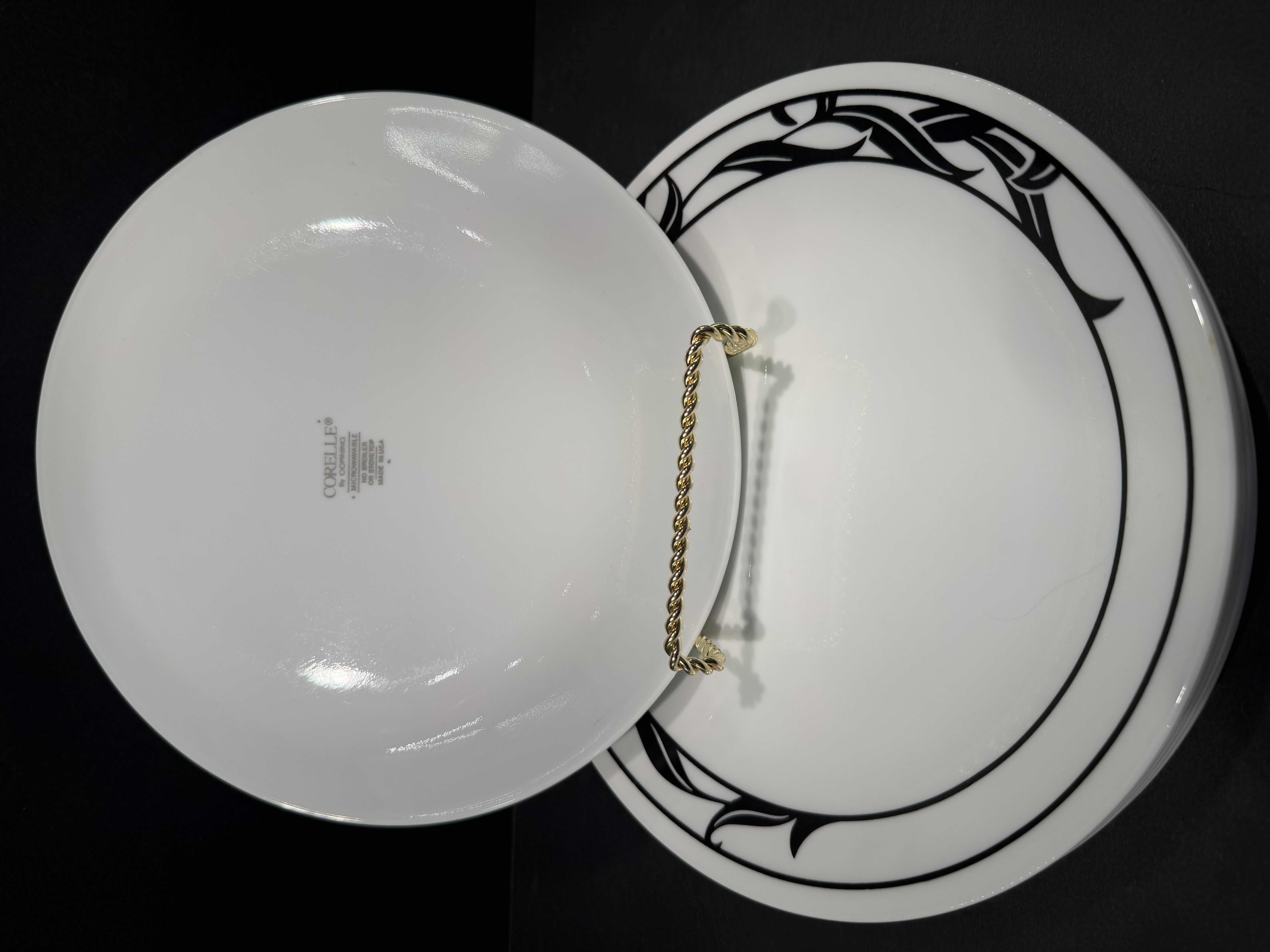 Photo 1 of 12- 8.5” SALAD PLATES, VINTAGE CORELLE LYRICS BALACK AND WHITE DINNERWARE