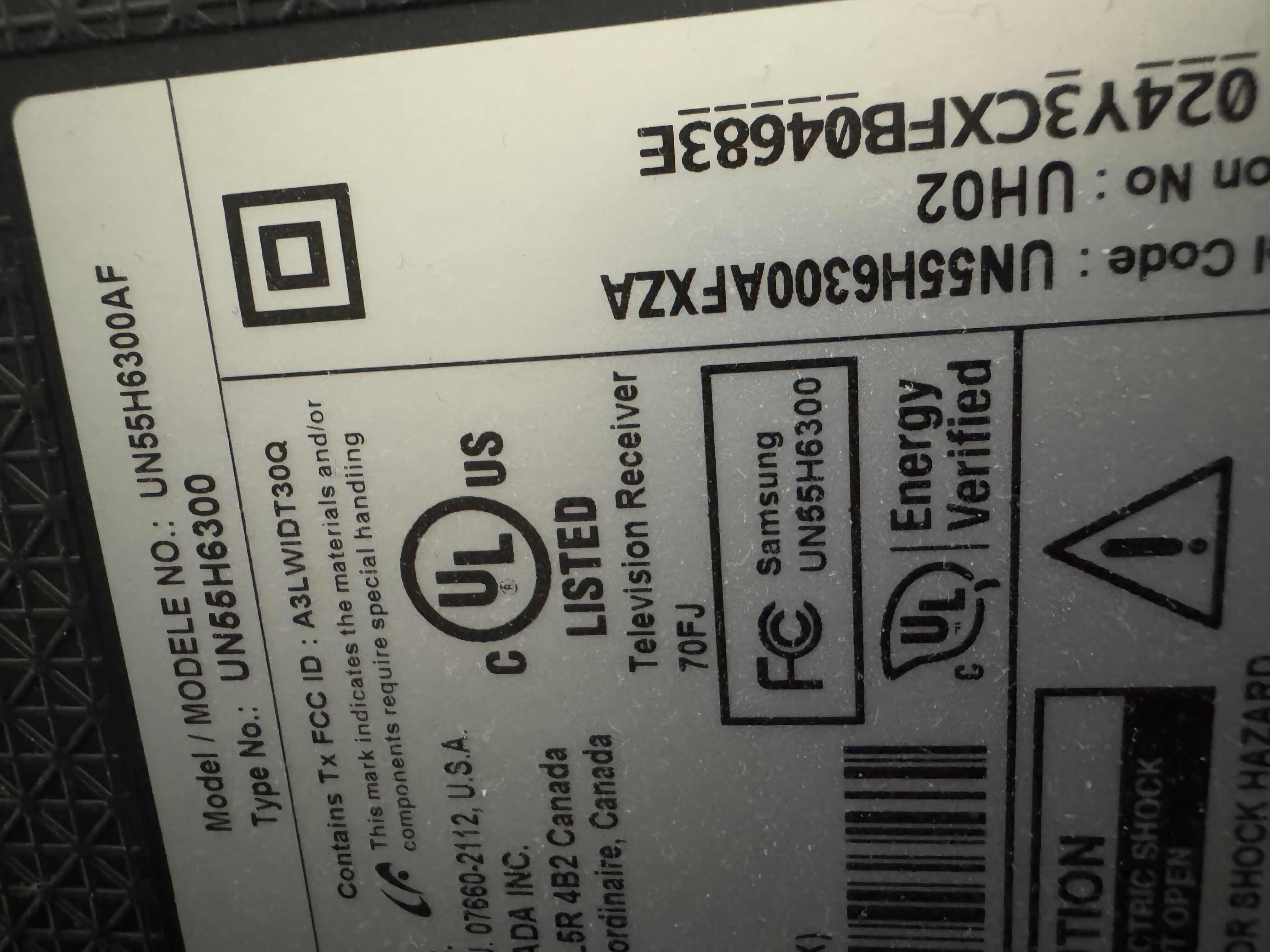 Photo 1 of 55” SAMSUNG TELEVISION MODEL # UN55H6300AF
