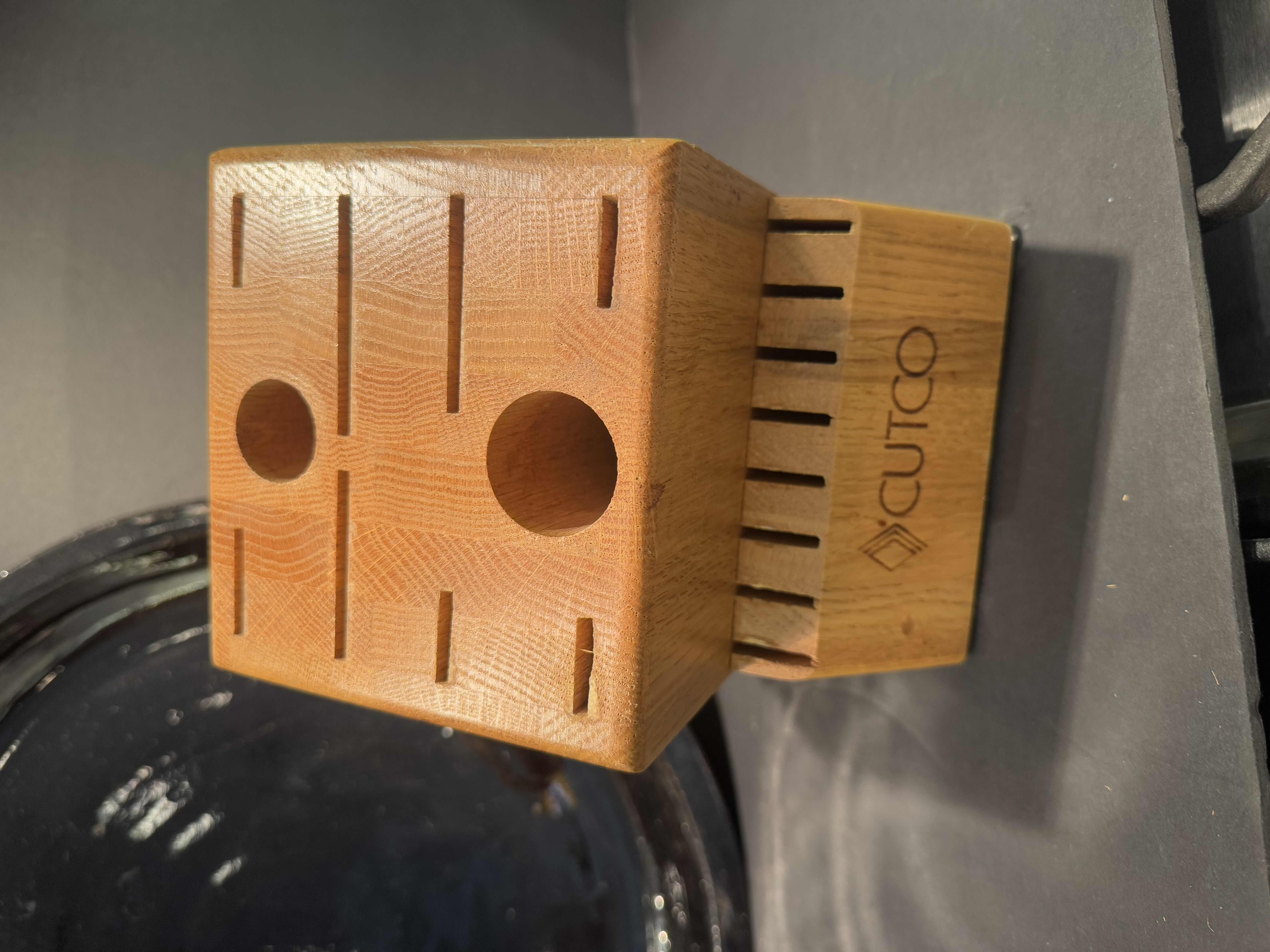 Photo 1 of 3 HOME ITEMS- TERRACOTTA GLAZED PLATTER, BLACK BUTTER CROCK, CUTCO KNIFE BLOCK