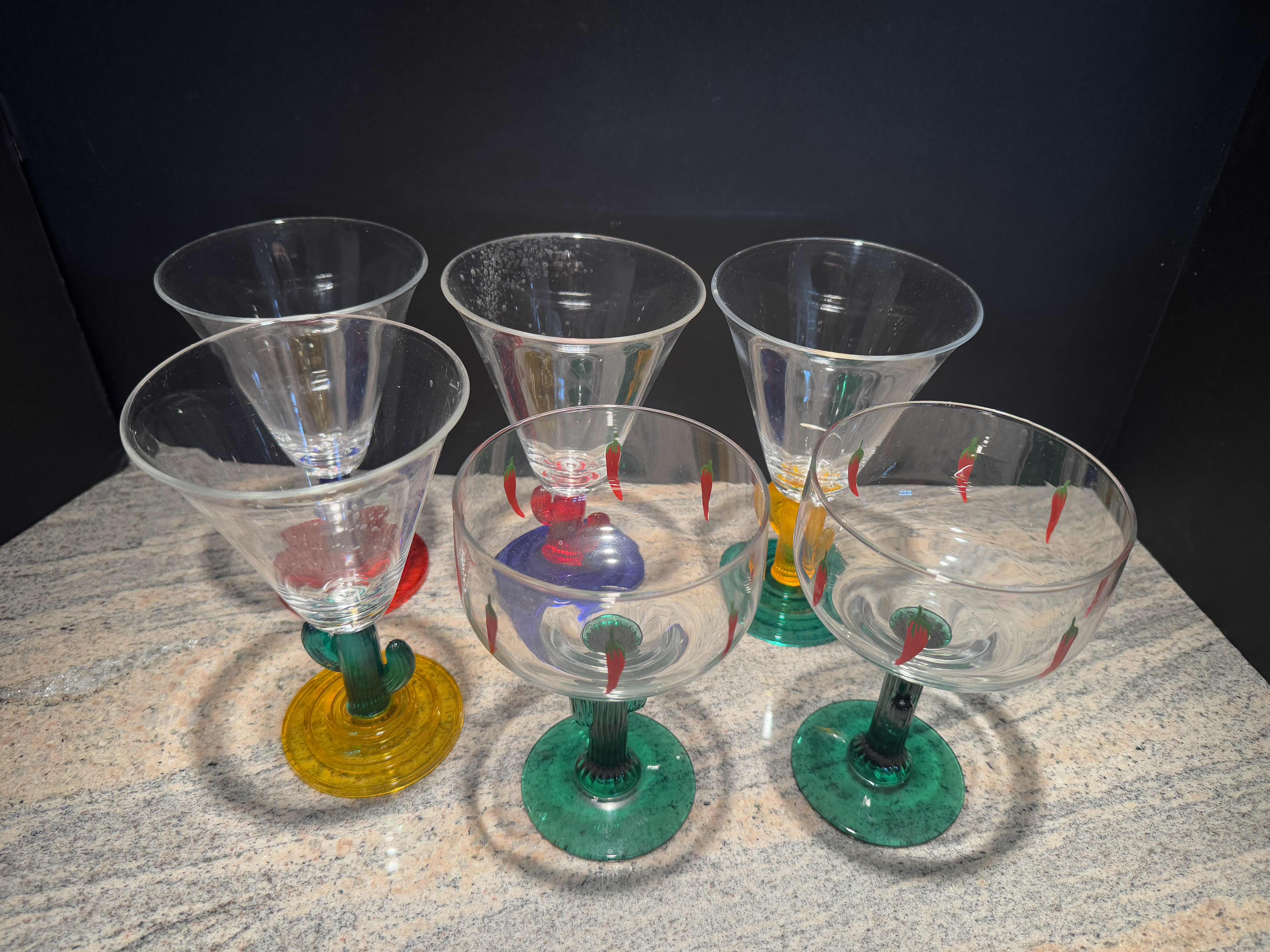 Photo 1 of 6- BAR GLASSES, 4 PLASTIC AND 2 GLASS